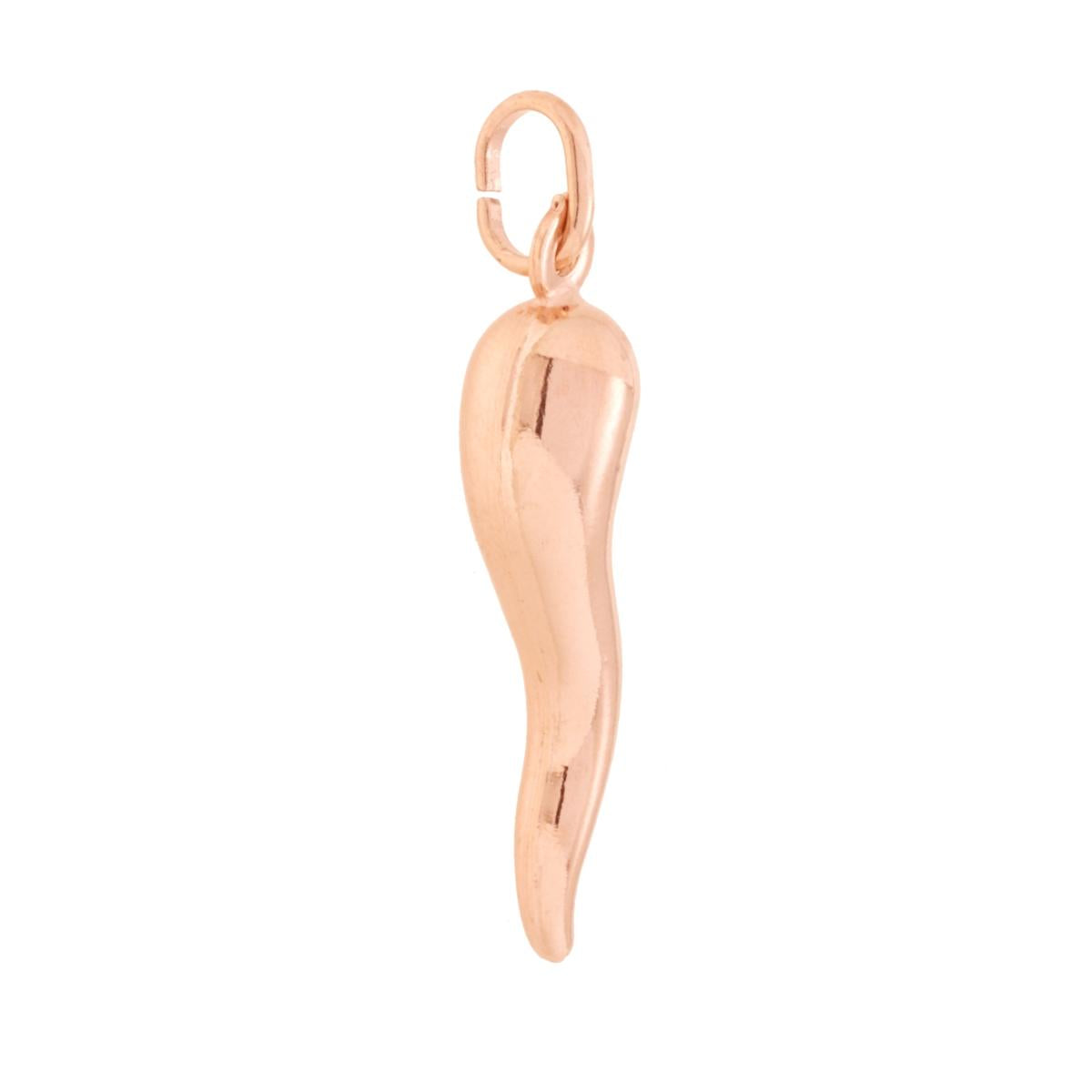 Ciondolo Portafortuna Corno mm 34 in ARGENTO 925 Galvanica Rosa<BR>