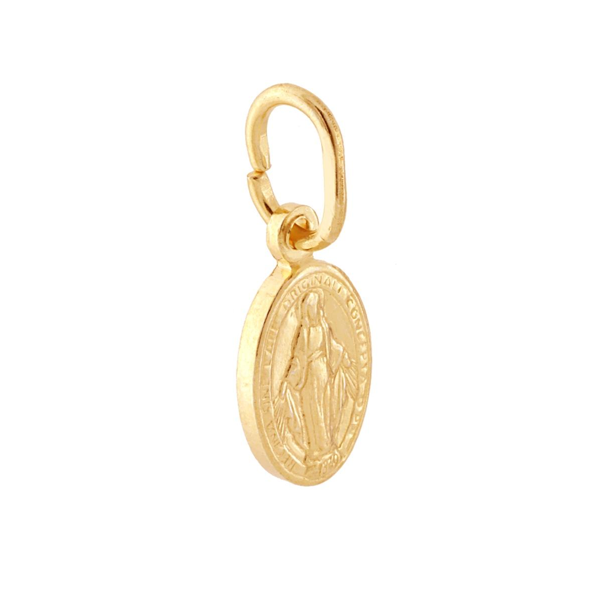 Ciondolo Medaglia Ovale con Madonna Miracolosa mm 14 in ARGENTO 925 Galvanica Oro