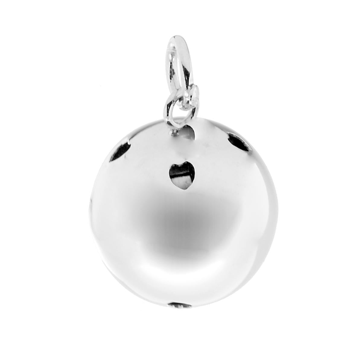 Ciondolo Chiama Angeli mm 23 con Cuori e Sonaglio in ARGENTO 925 Galvanica Rodio