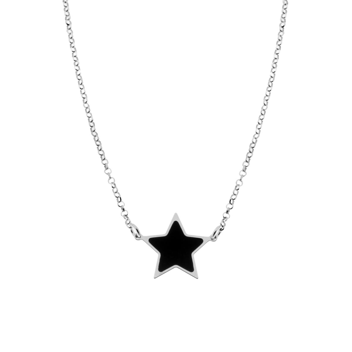 Collana con Stella Nera in ARGENTO 925 Galvanica Rodio