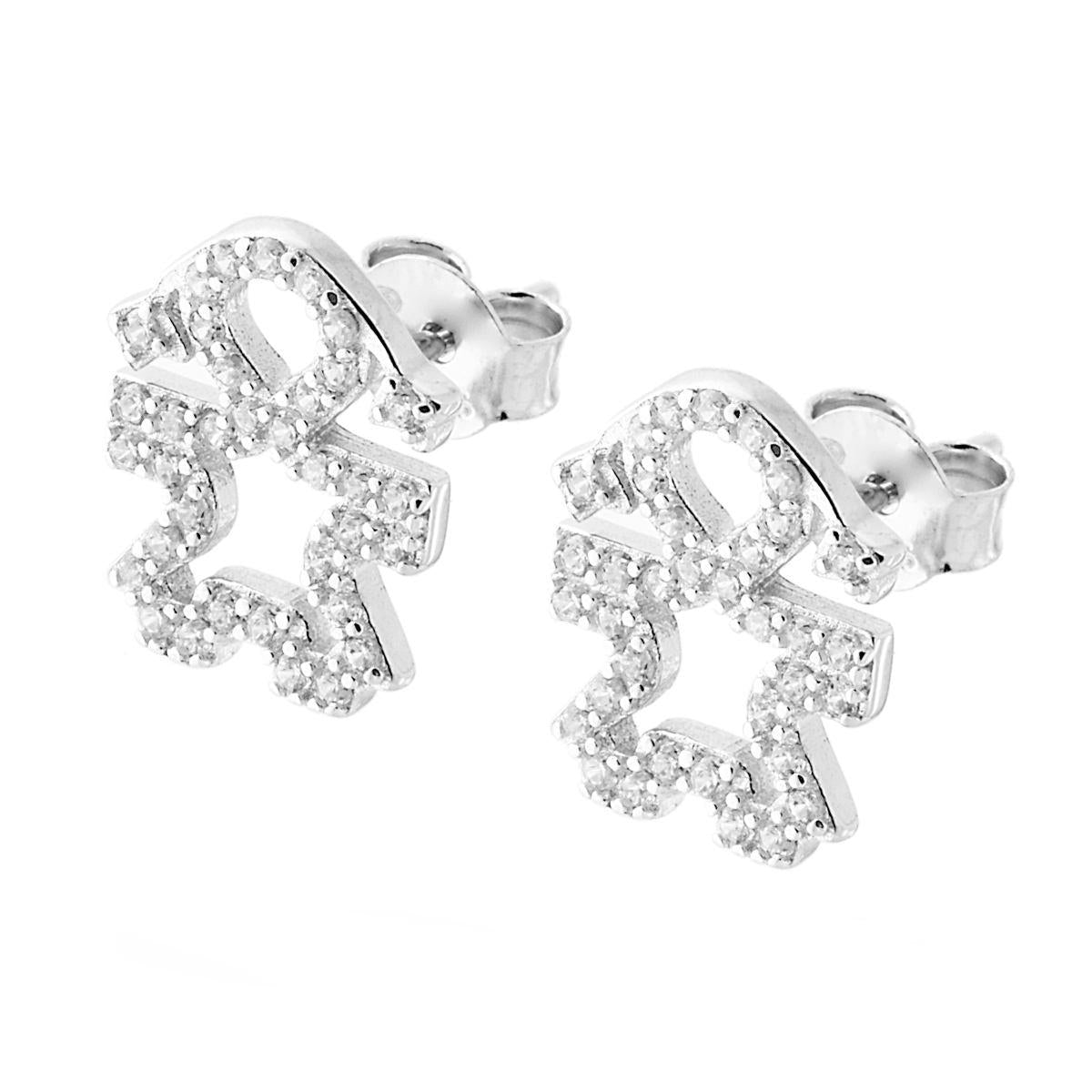 Orecchini a forma di Bimba con Zirconi in ARGENTO 925 Galvanica Rodio