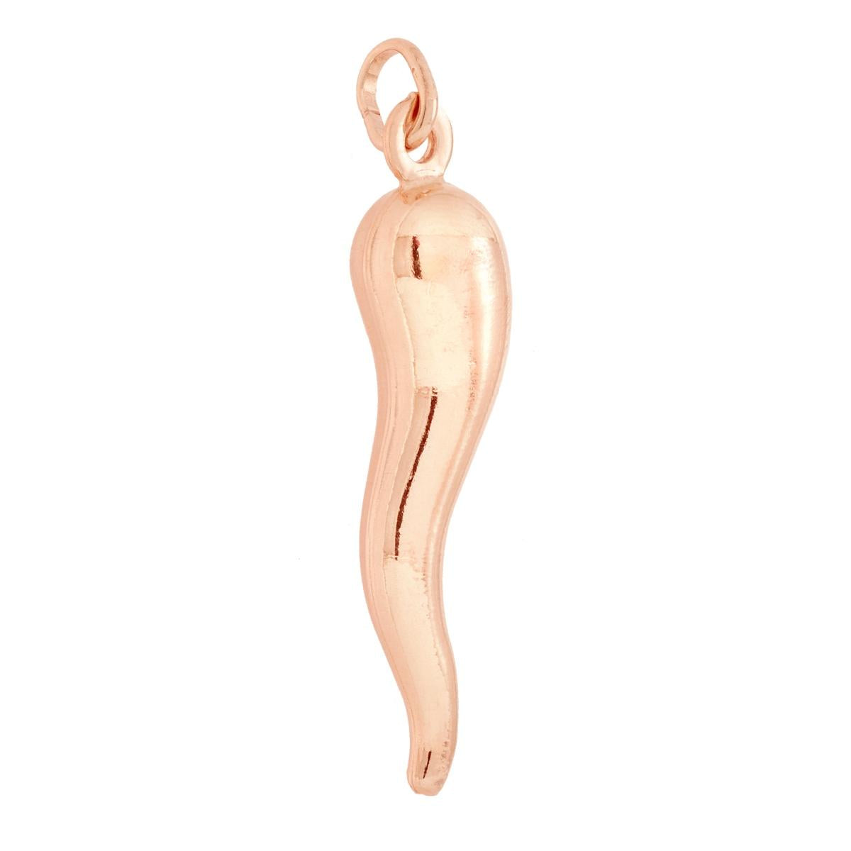 Ciondolo Portafortuna Corno mm 42 in ARGENTO 925 Galvanica Rosa