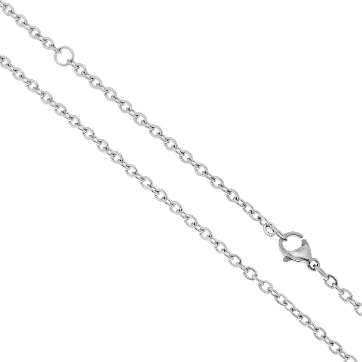 Collana Catena Forzatina Diamantata sezione mm 2.3 lunghezza cm 45+5 in ACCIAIO
