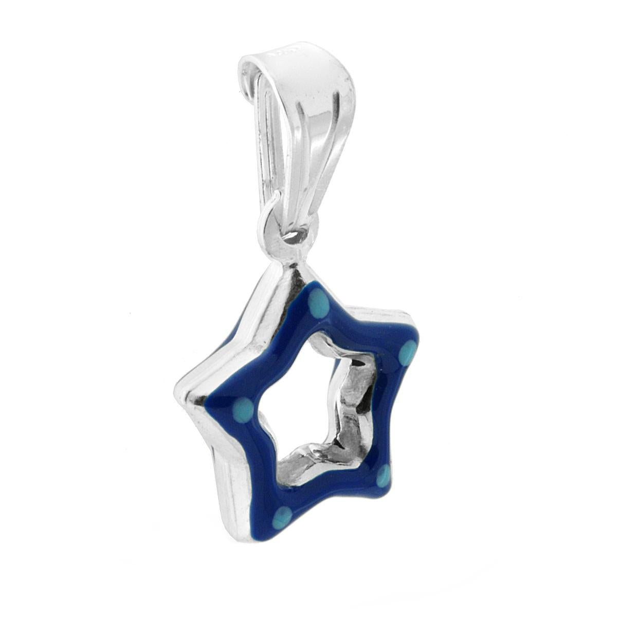 Ciondolo per Bimbo e Bimba con Stella smaltata Blu in ARGENTO 925