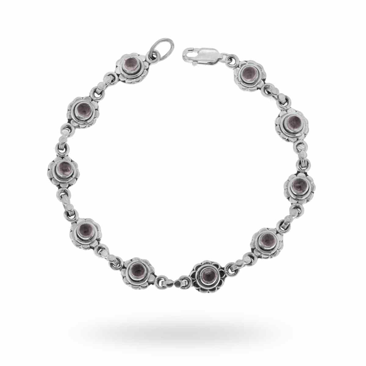 Bracciale Etnico Thailandese con Pietre Quarzo Rutilato in ARGENTO 925