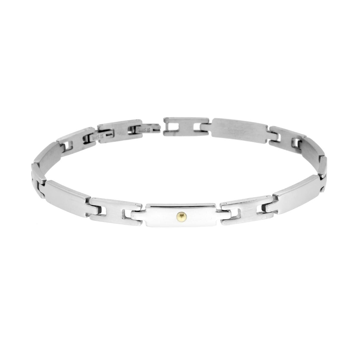 Bracciale Uomo Maglia Imperniata con Punti colore Oro in ACCIAIO