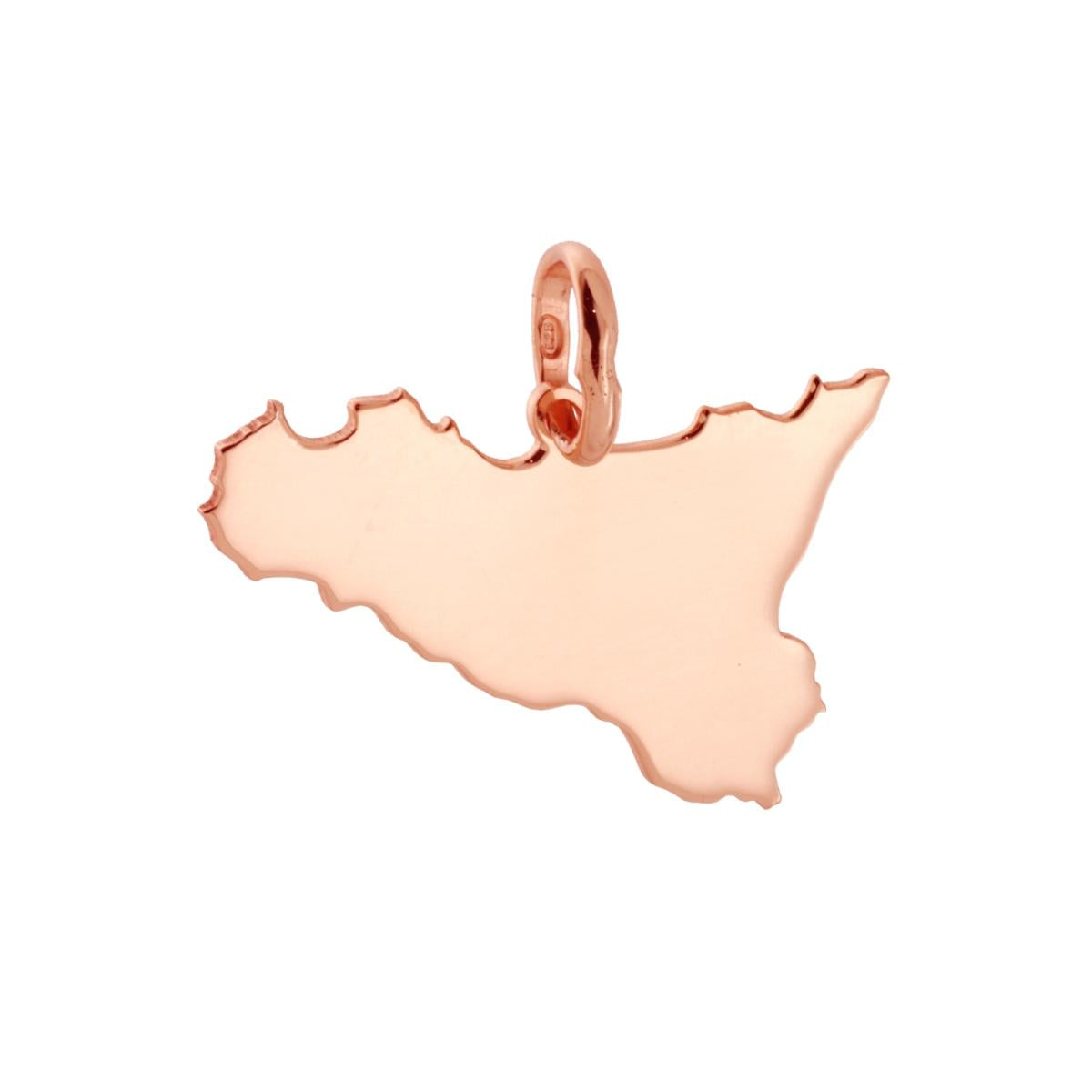 Ciondolo con sagoma plain a forma di Sicilia mm 17x25 in ARGENTO 925 Galvanica Rosa