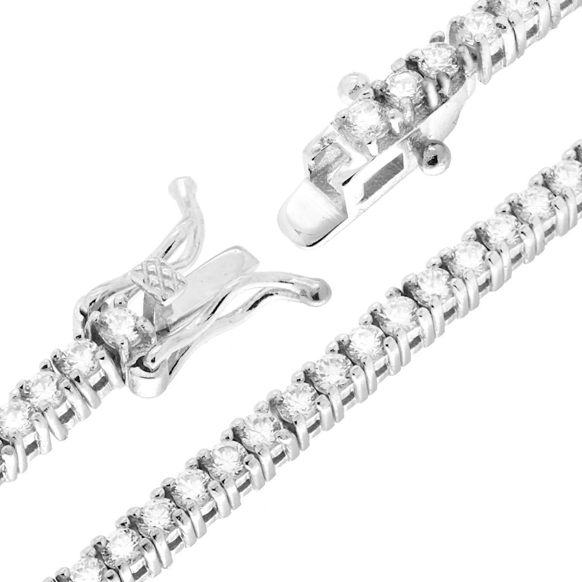 Bracciale Tennis Griffe cm 19 con Zirconi mm 2 Bianchi in ARGENTO 925 Galvanica Rodio
