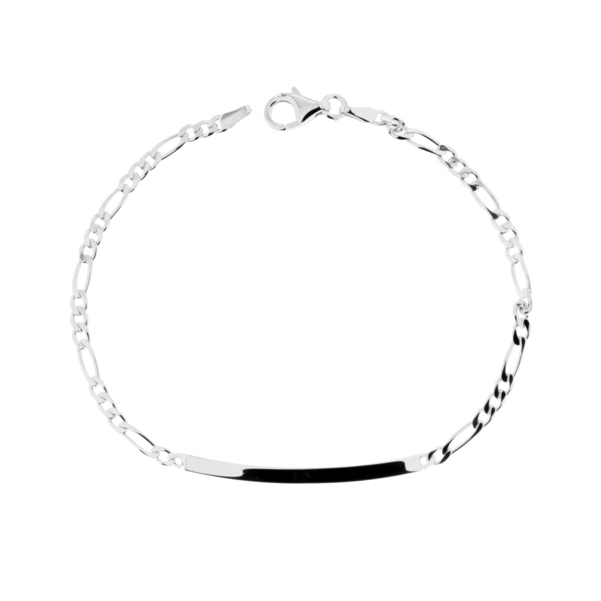 Bracciale Targa Plain con catena Figaro alternata Extraflat 3+1 cm 19 in ARGENTO 925
