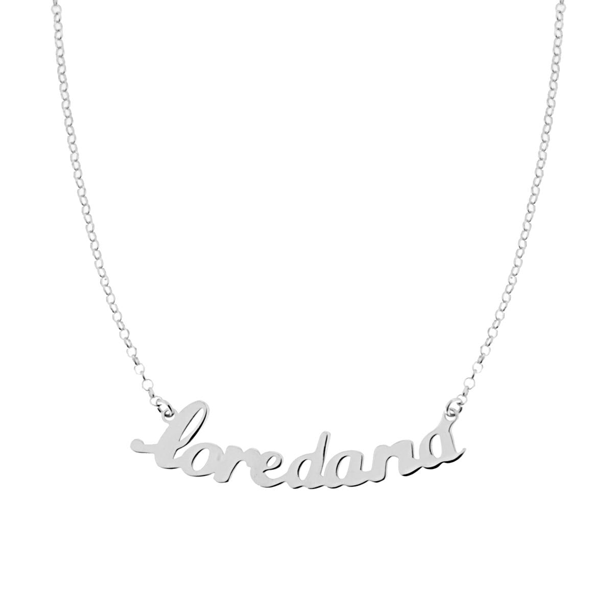 Collana Catena Rolo Diamantata con Nome loredana in ARGENTO 925 Galvanica Rodio