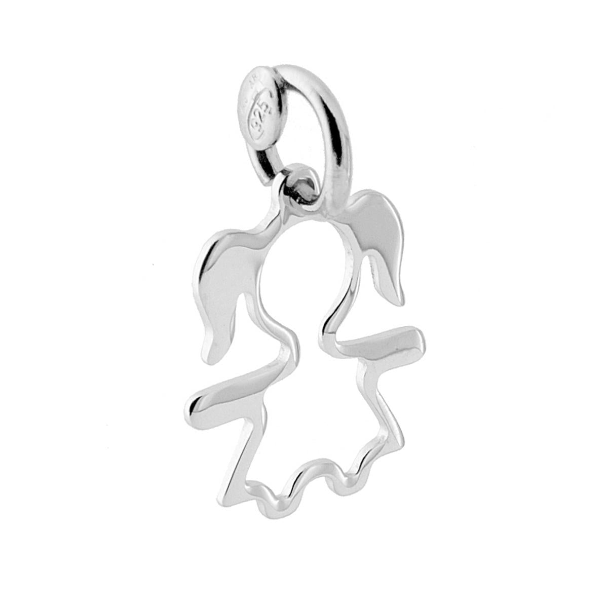 Ciondolo Sagoma Bimba plain mm 16 in ARGENTO 925 Galvanica Rodio