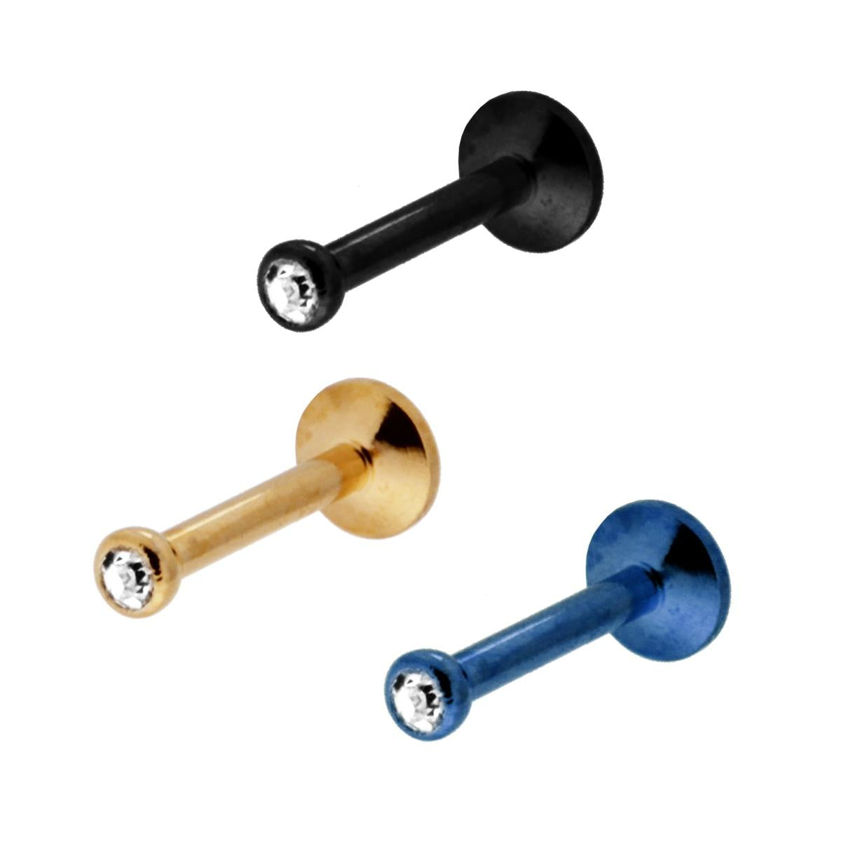 Body Piercing Tre Colori con Crystal Punto Luce Bianco in ACCIAIO