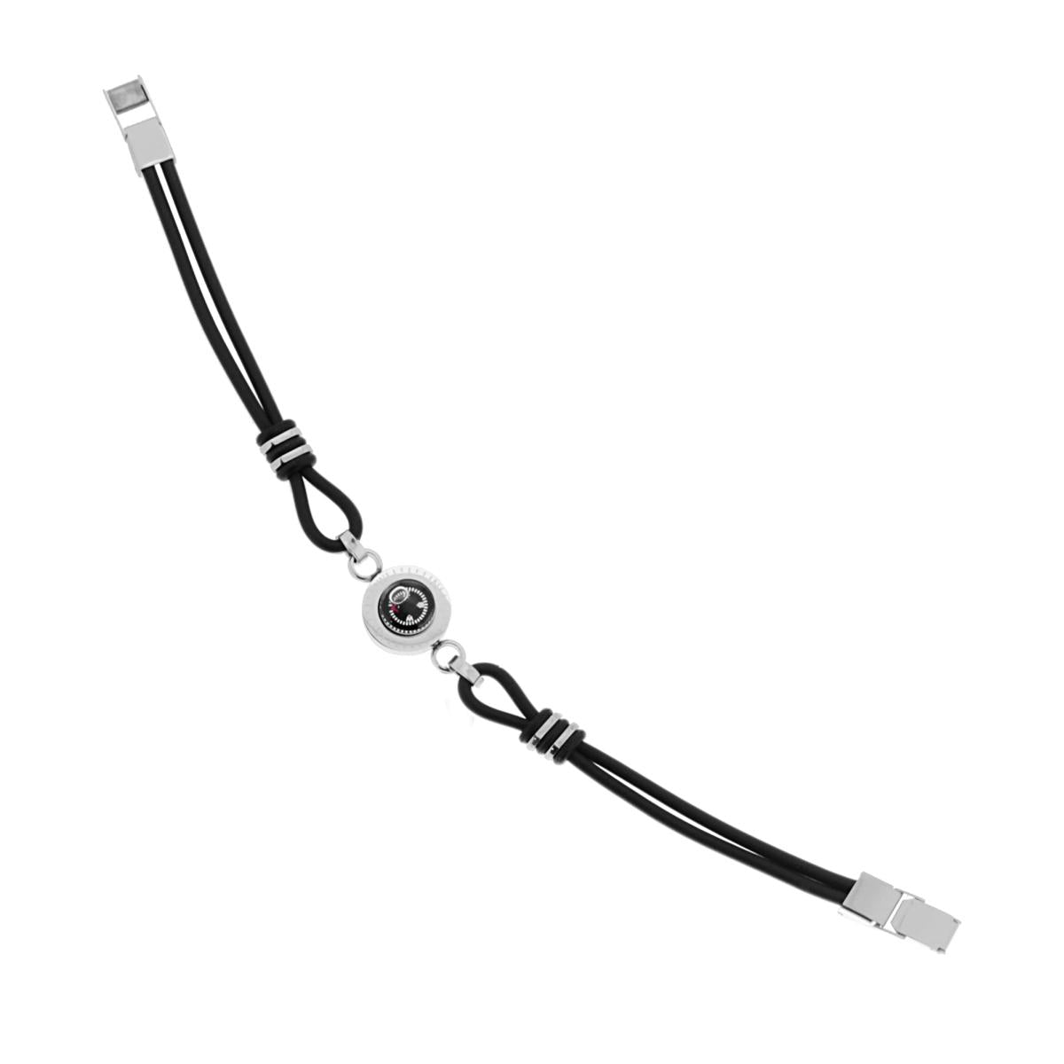 Bracciale in PVC Caucciu con Bussola in ACCIAIO