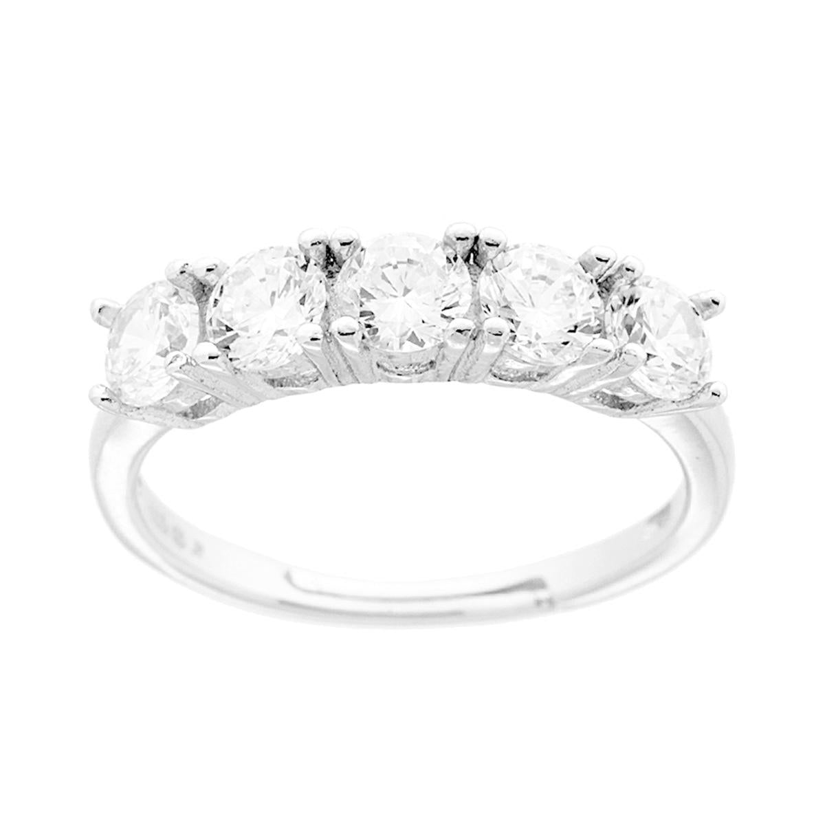 Anello Veretta con Cubic Zirconi Bianchi mm 4 in ARGENTO 925 Galvanica Rodio