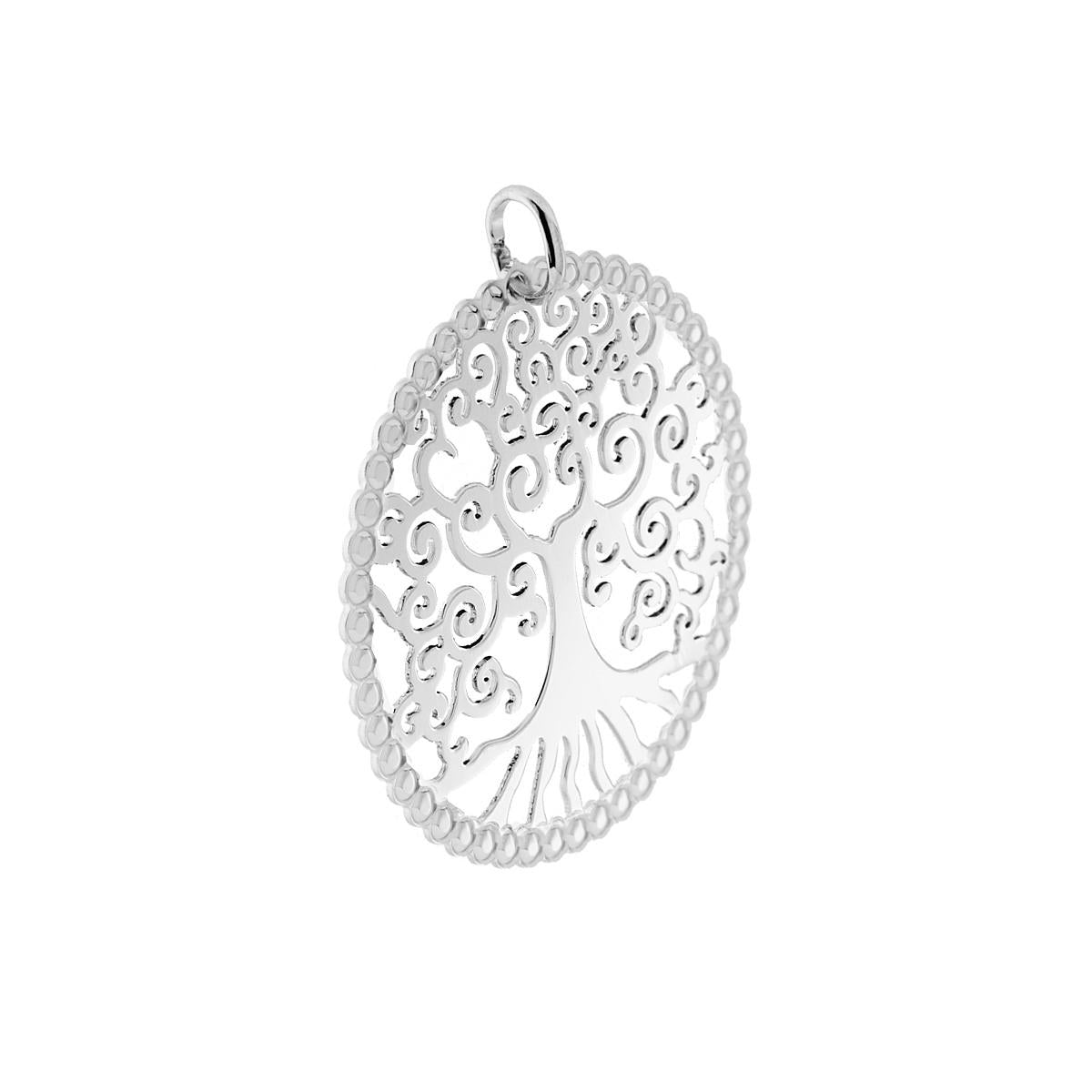 Ciondolo Albero della Vita mm 40 in ARGENTO 925 Galvanica Rodio