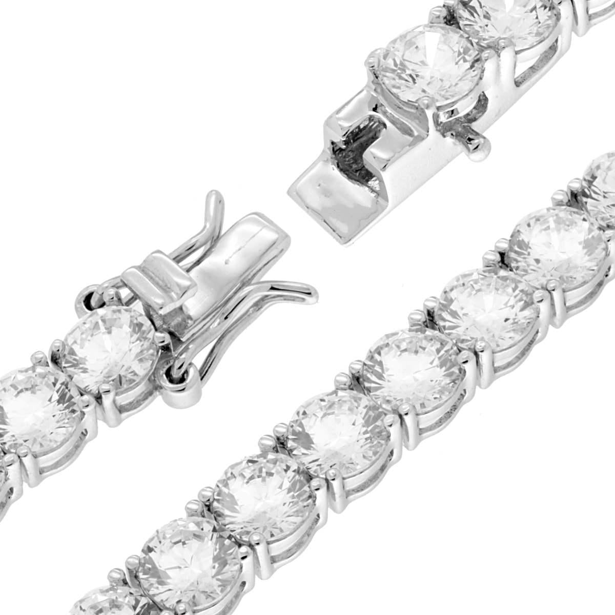 Bracciale Tennis Griffe cm 18 con Zirconi mm 5 Bianchi in ARGENTO 925 Galvanica Rodio