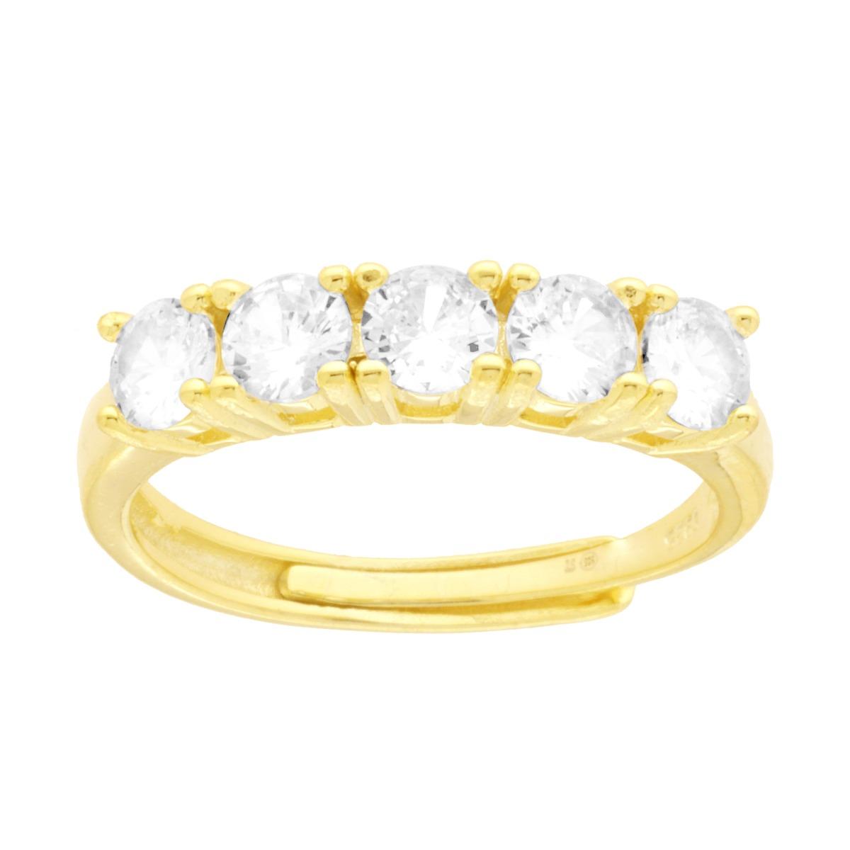 Anello Veretta con Cubic Zirconia Bianchi mm 4 in ARGENTO 925 Galvanica Oro