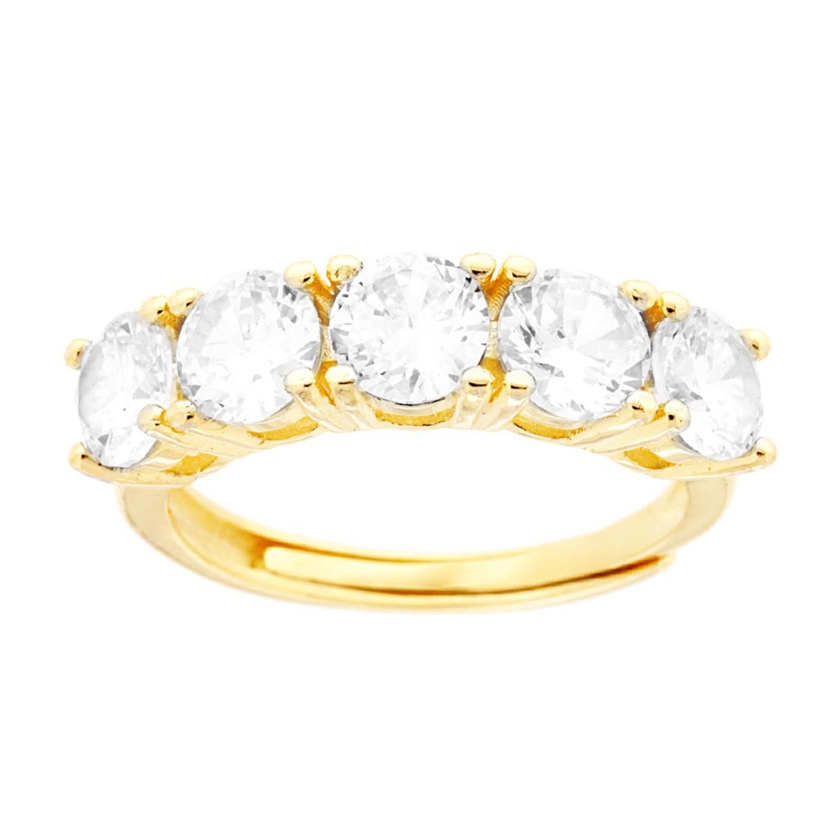 Anello Veretta con Cubic Zirconia Bianchi mm 5 in ARGENTO 925 Galvanica Oro