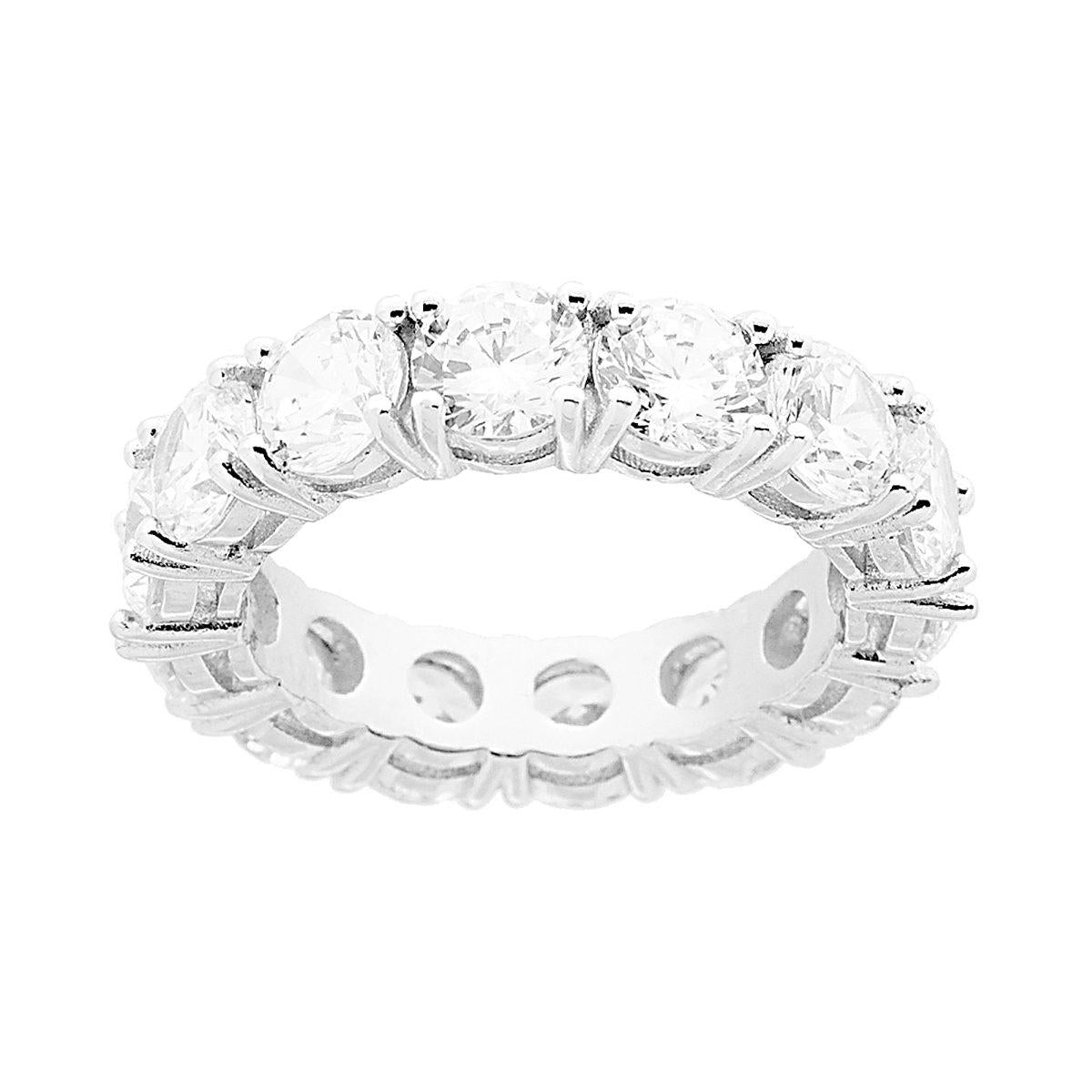 Anello Eternity Veretta a giro con Cubic Zirconia Bianchi mm 5 in ARGENTO 925 Galvanica Rodio