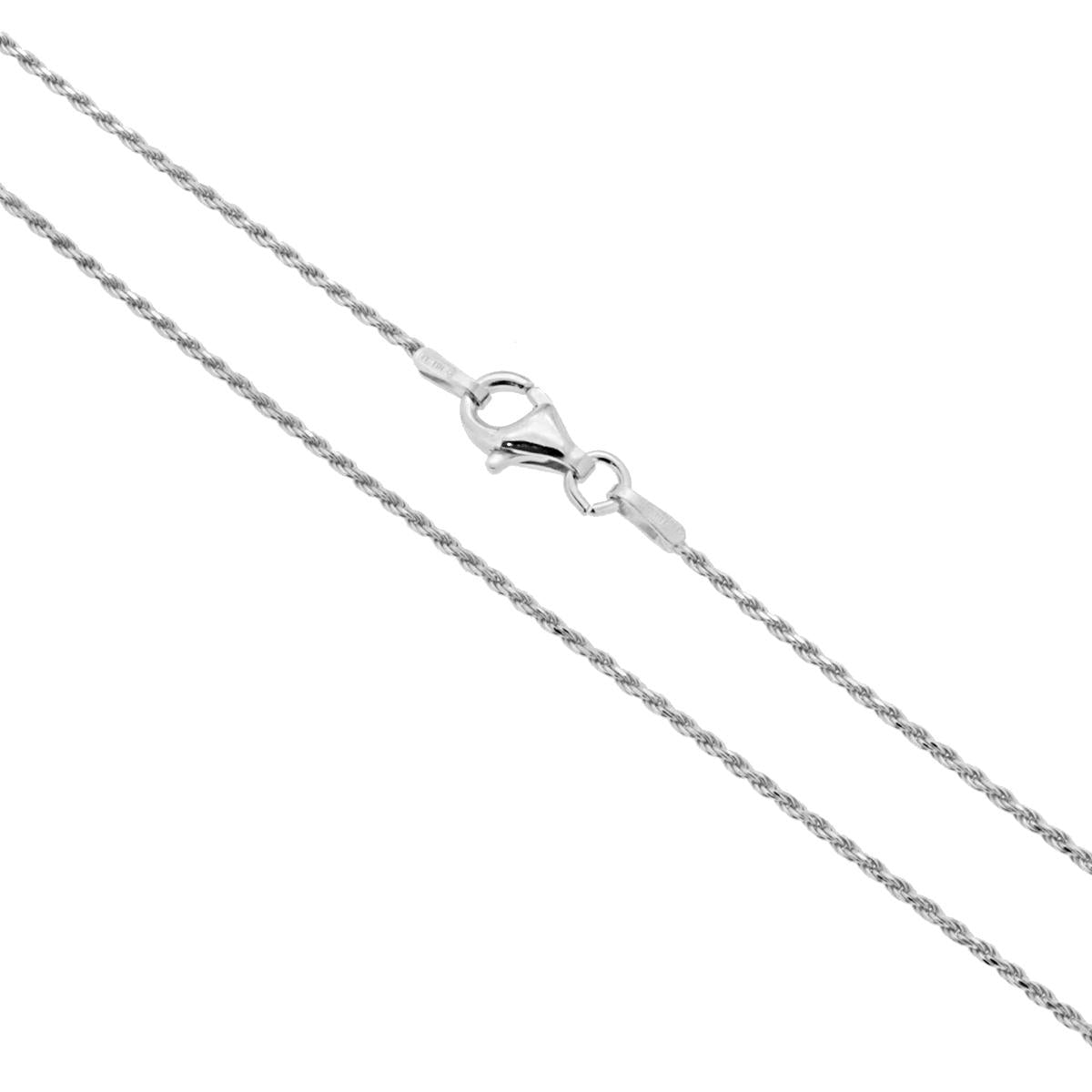 Catena Corda Diamantata 025 sezione mm 1.2 lunghezza cm 50 in ARGENTO 925 Galvanica Rodio