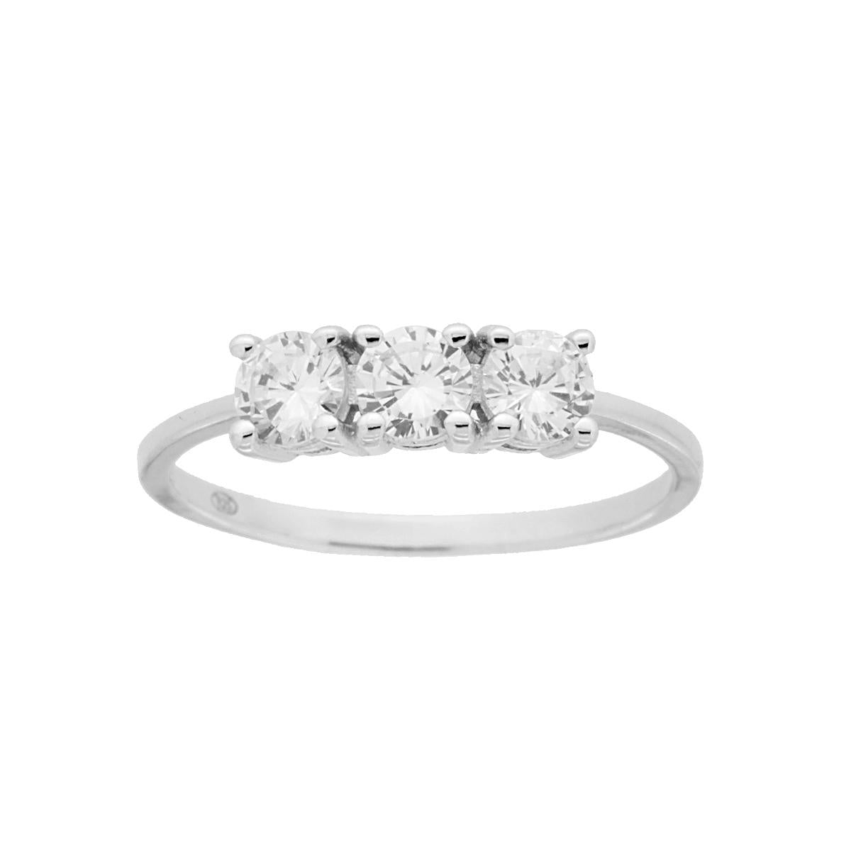 Anello Trilogy con Zirconi Bianchi mm 4 in ARGENTO 925 Rodiato