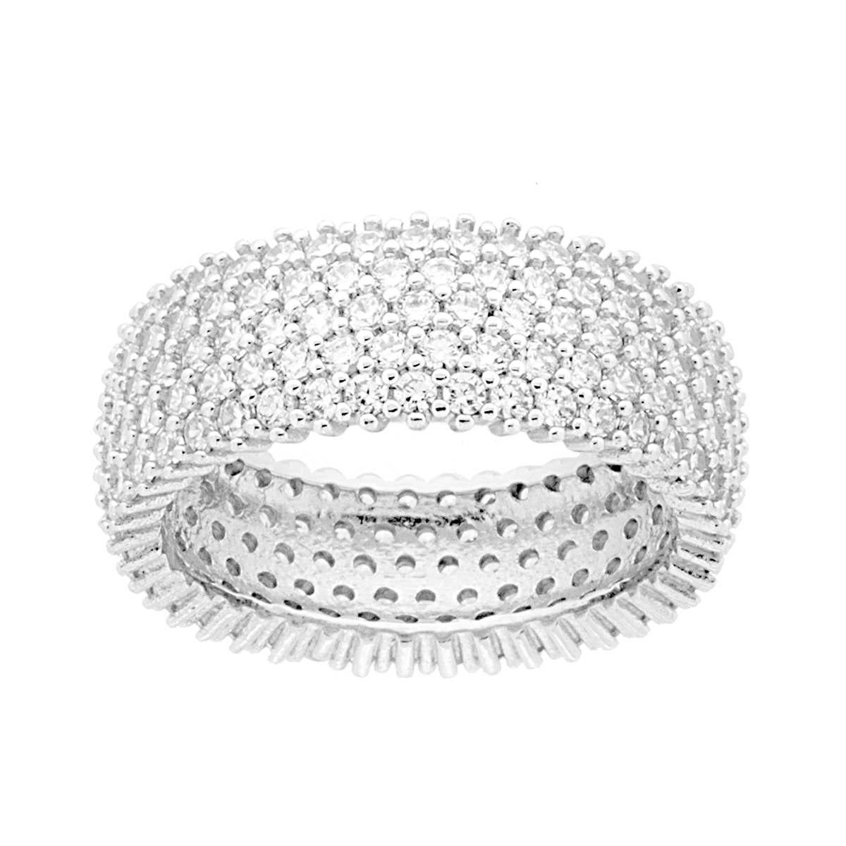 Anello Fascia Fascione con Cubic Zirconia Bianchi in ARGENTO 925 Galvanica Rutenio