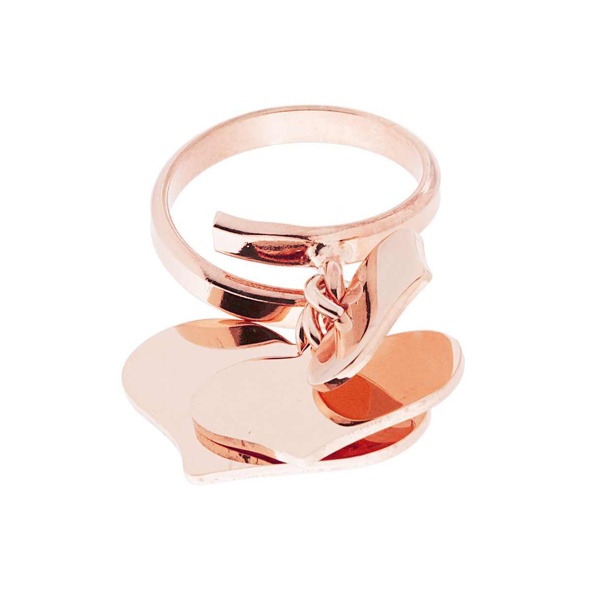 Anello Amore Love con tre Cuori pendenti plain mm14 mm18 mm23 in ARGENTO 925 Galvanica Rosa