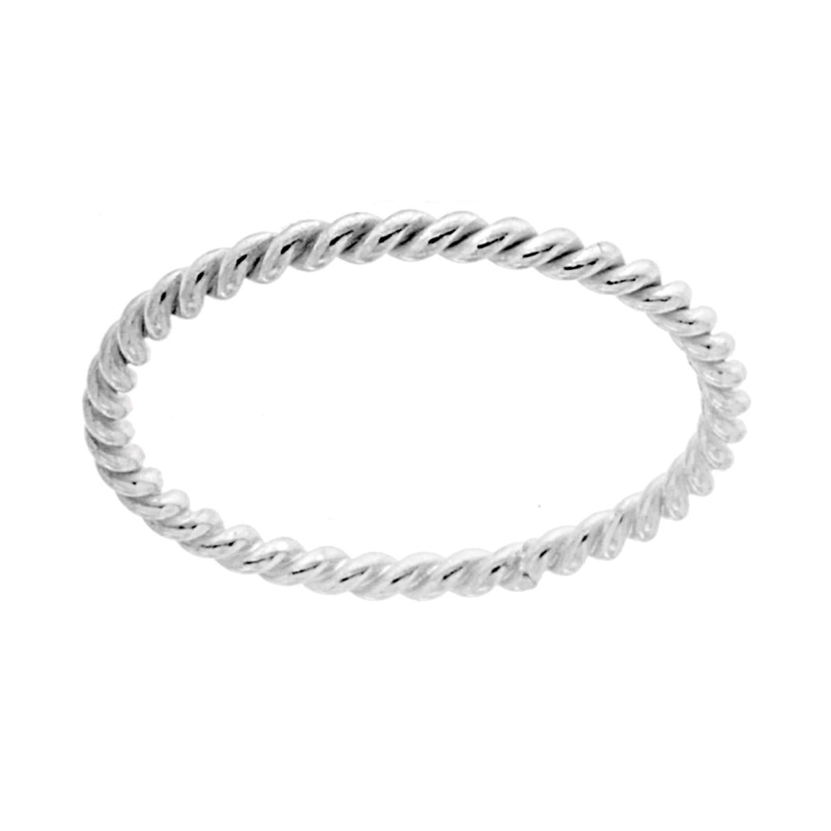 Anello Fermanello Torchon in ARGENTO 925 Galvanica Rodio