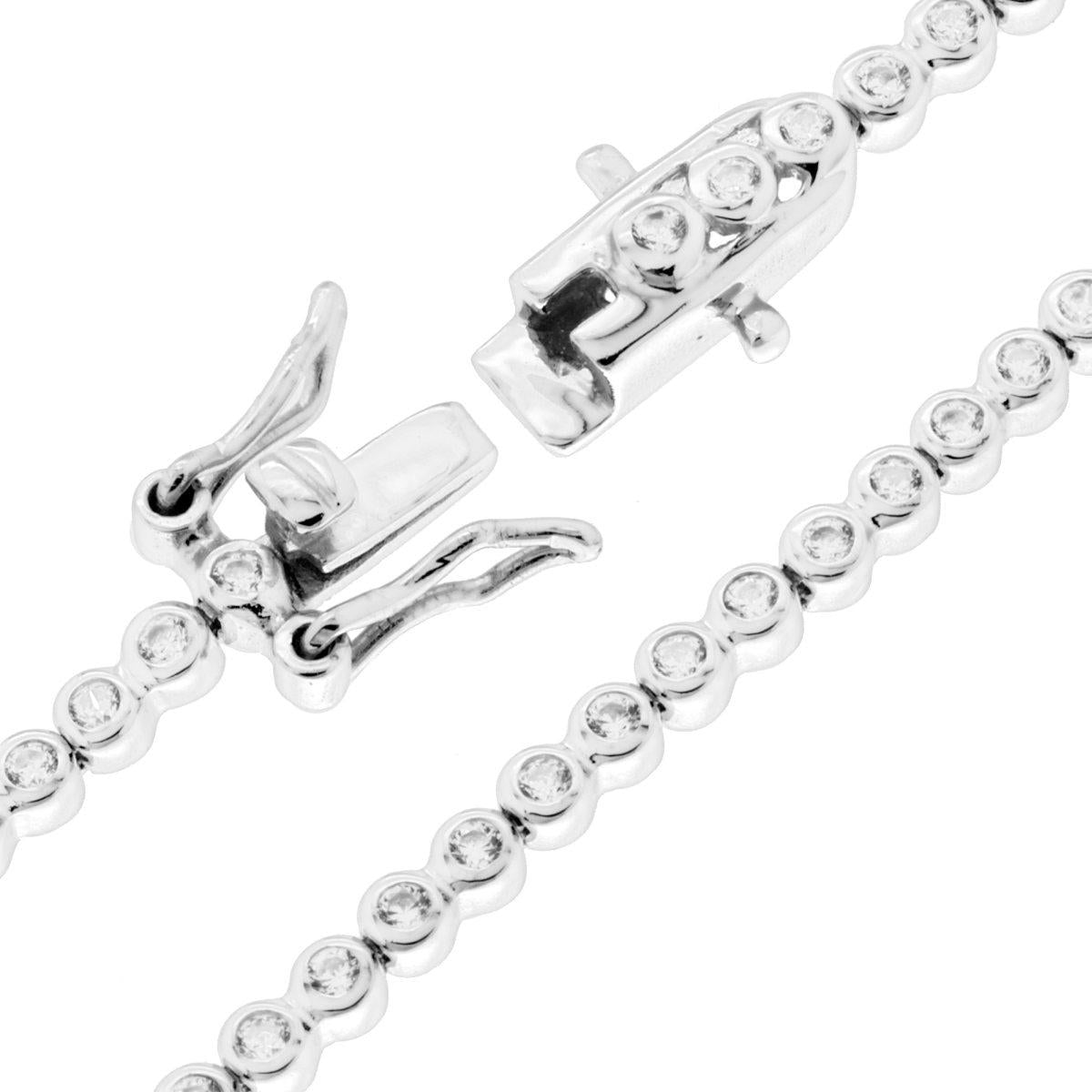 Bracciale Tennis Cipollina cm 18 con Zirconi mm 1,5 Bianchi in ARGENTO 925 Galvanica Rodio