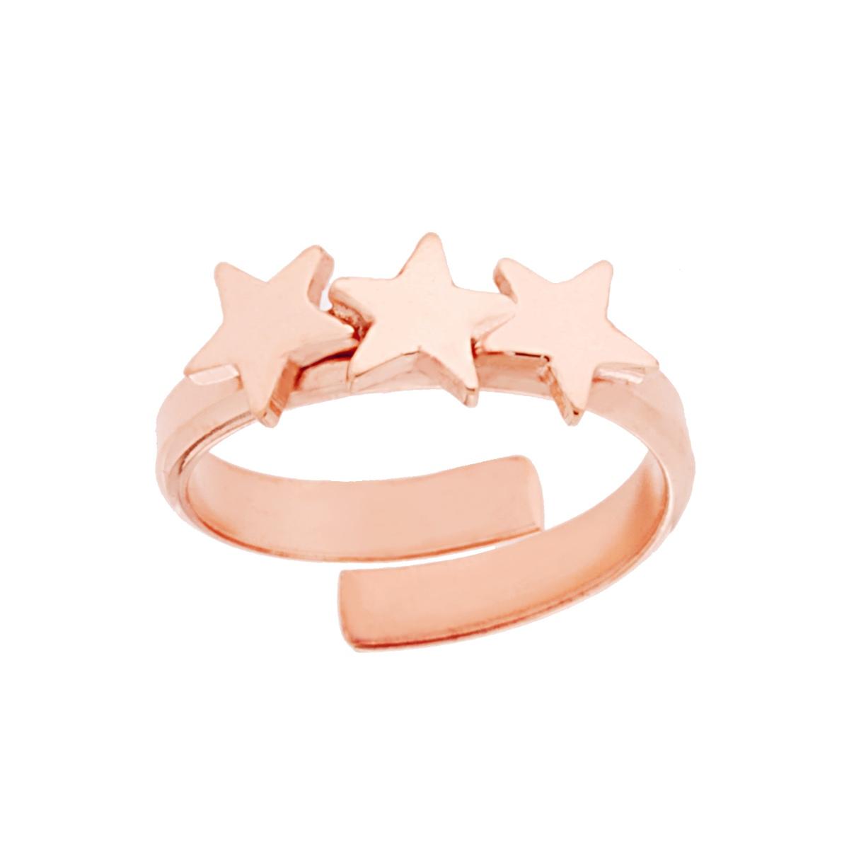 Anello Trilogy di Stelle plain in ARGENTO 925 Galvanica Rosa