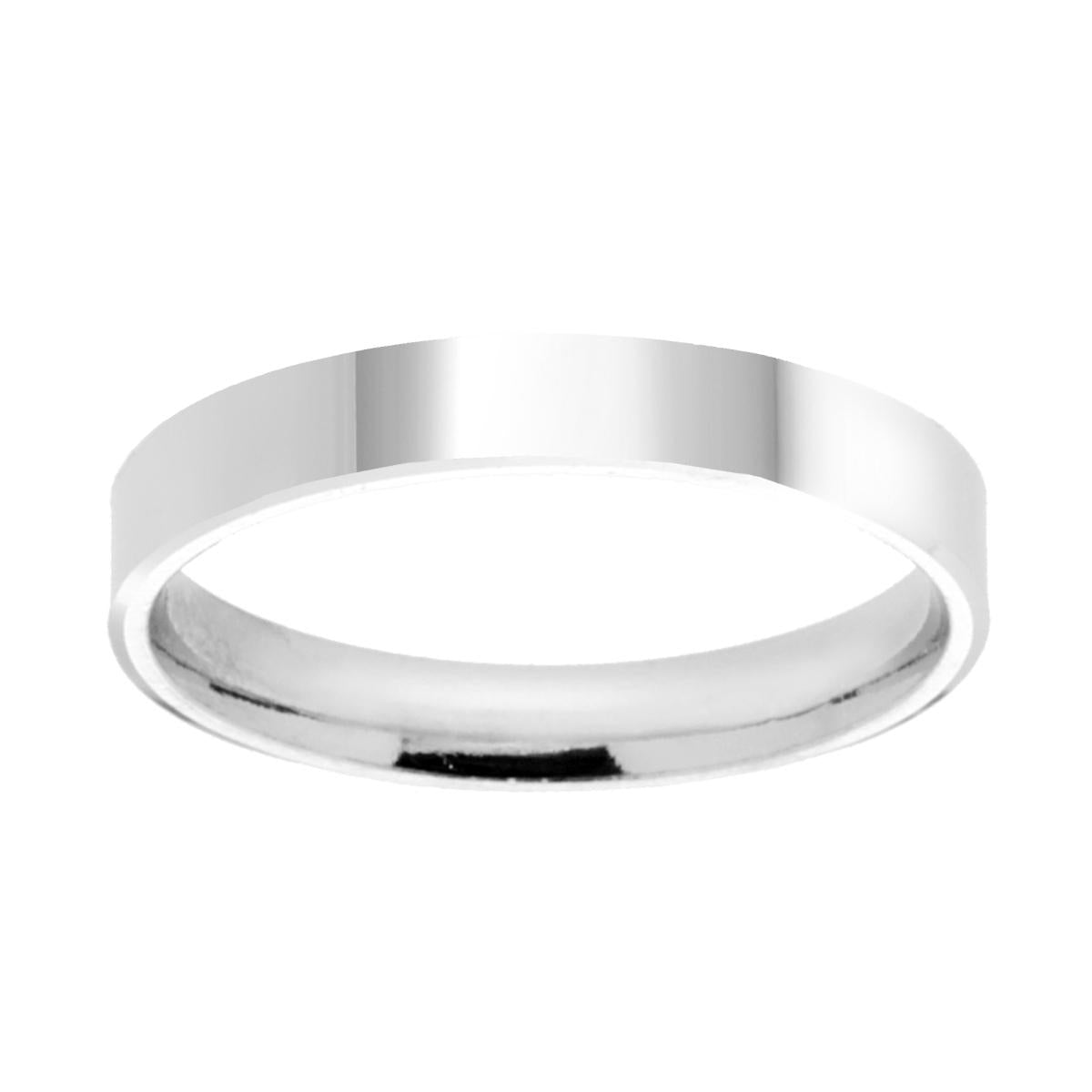 Anello Fede Classica Lucida Piatta mm 3 modello Confort in ARGENTO 925 Galvanica Rodio