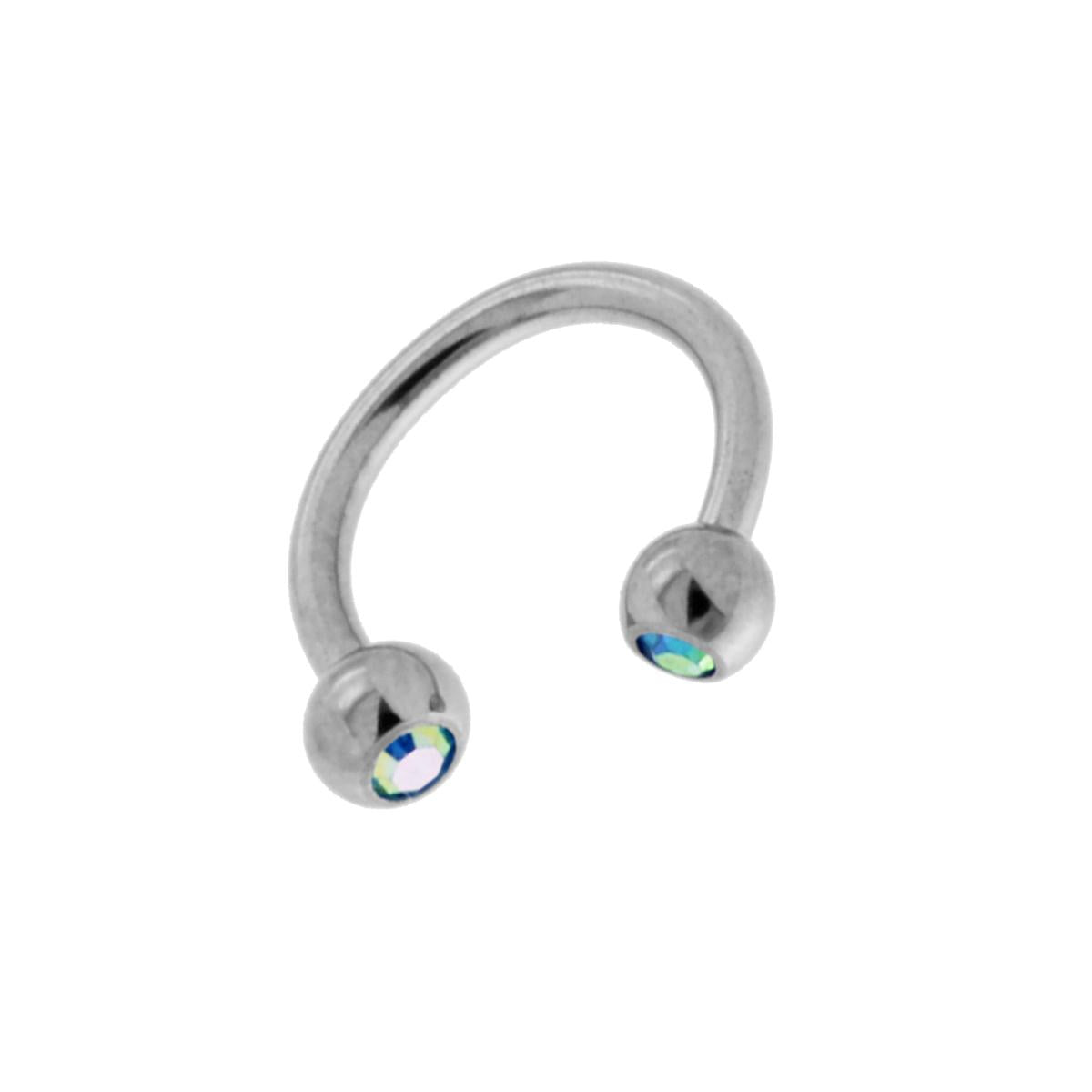 Body Piercing Circular Barbell mm 10 con Palline in mm 3 con Crystal Azzurro Aurora Boreale in ACCIAIO Chirurgico