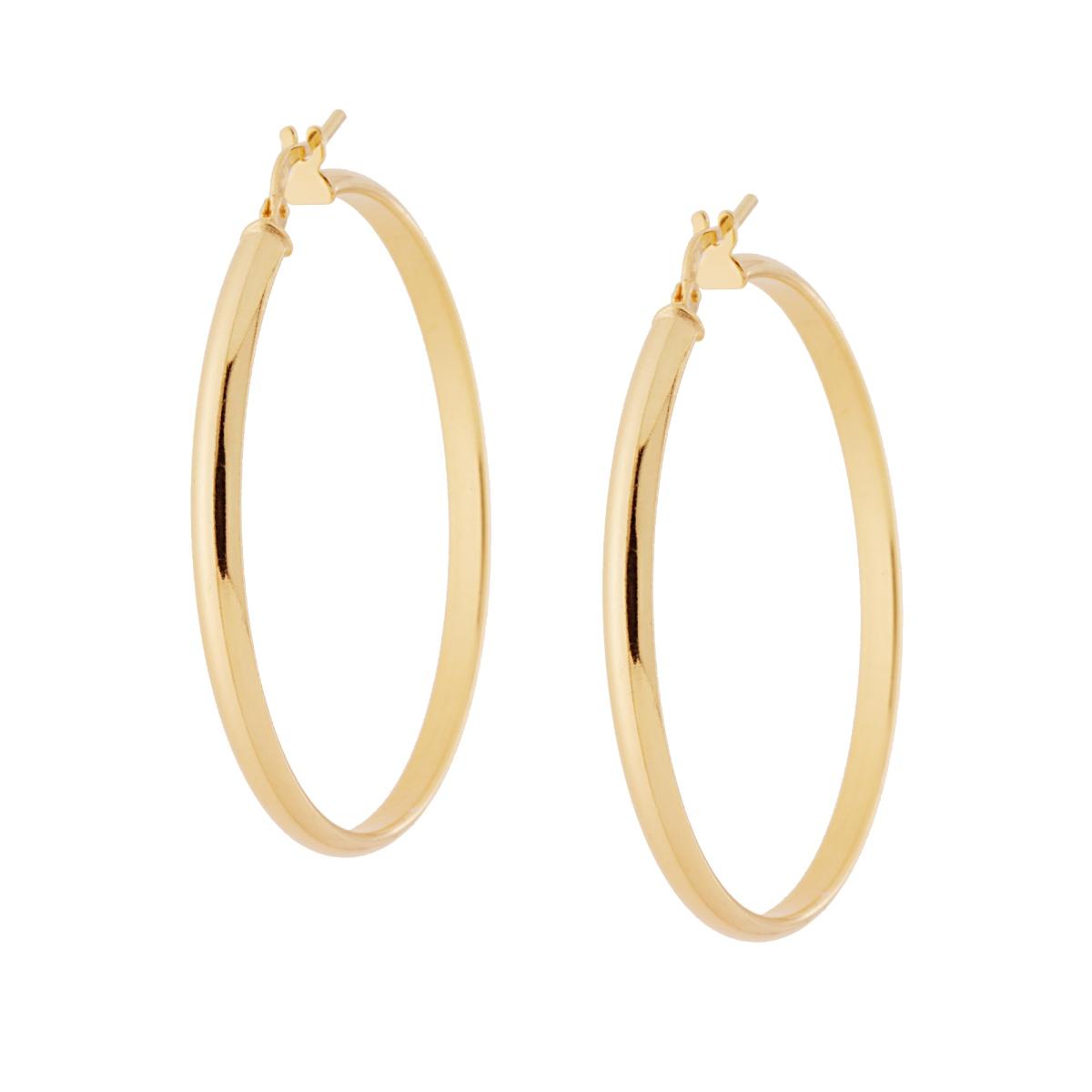 Orecchini a Cerchio mm 45 con Canna mezza tonda mm 3x1,5 in ARGENTO 925 Galvanica Oro