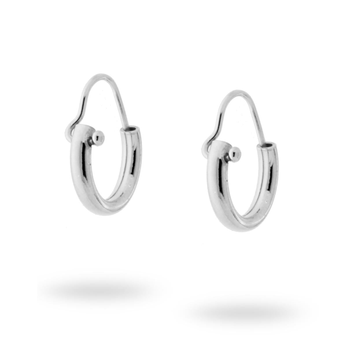 Orecchini a Cerchio mm 12 con Canna tonda liscia mm 2 in ARGENTO 925 Galvanica Rodio