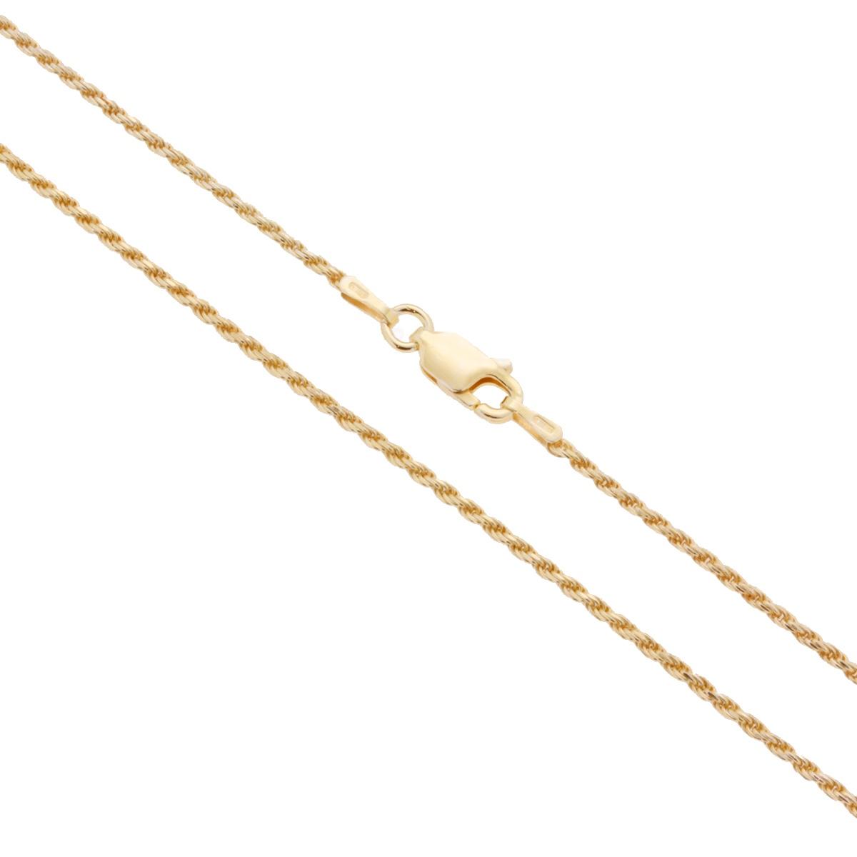 Catena Corda Diamantata 030 sezione mm 1.4 lunghezza cm 40 in ARGENTO 925 Galvanica Oro