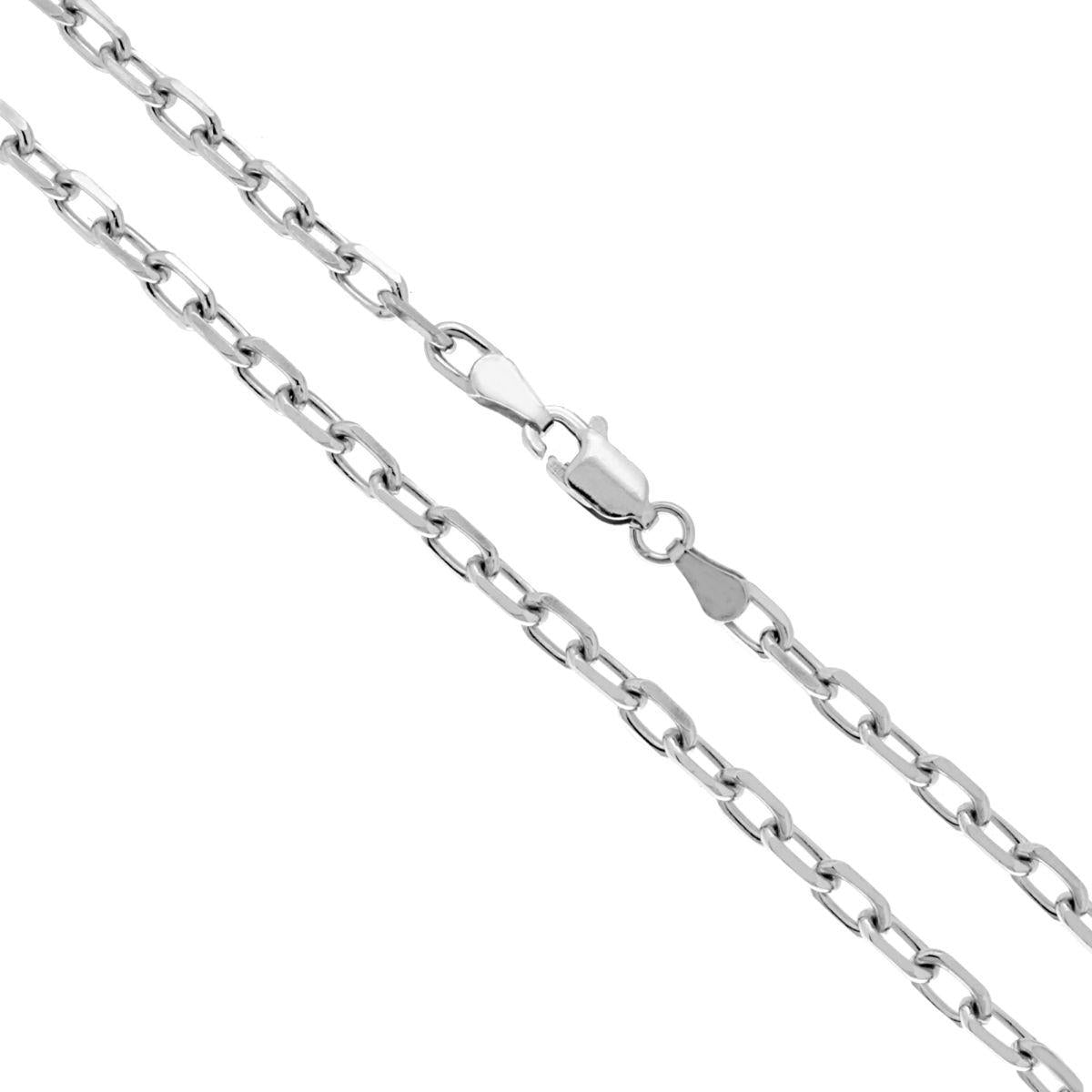 Catena Forzatina Rada Diamantata sezione mm 3.5 lunghezza cm 60 in ARGENTO 925 Galvanica Rodio