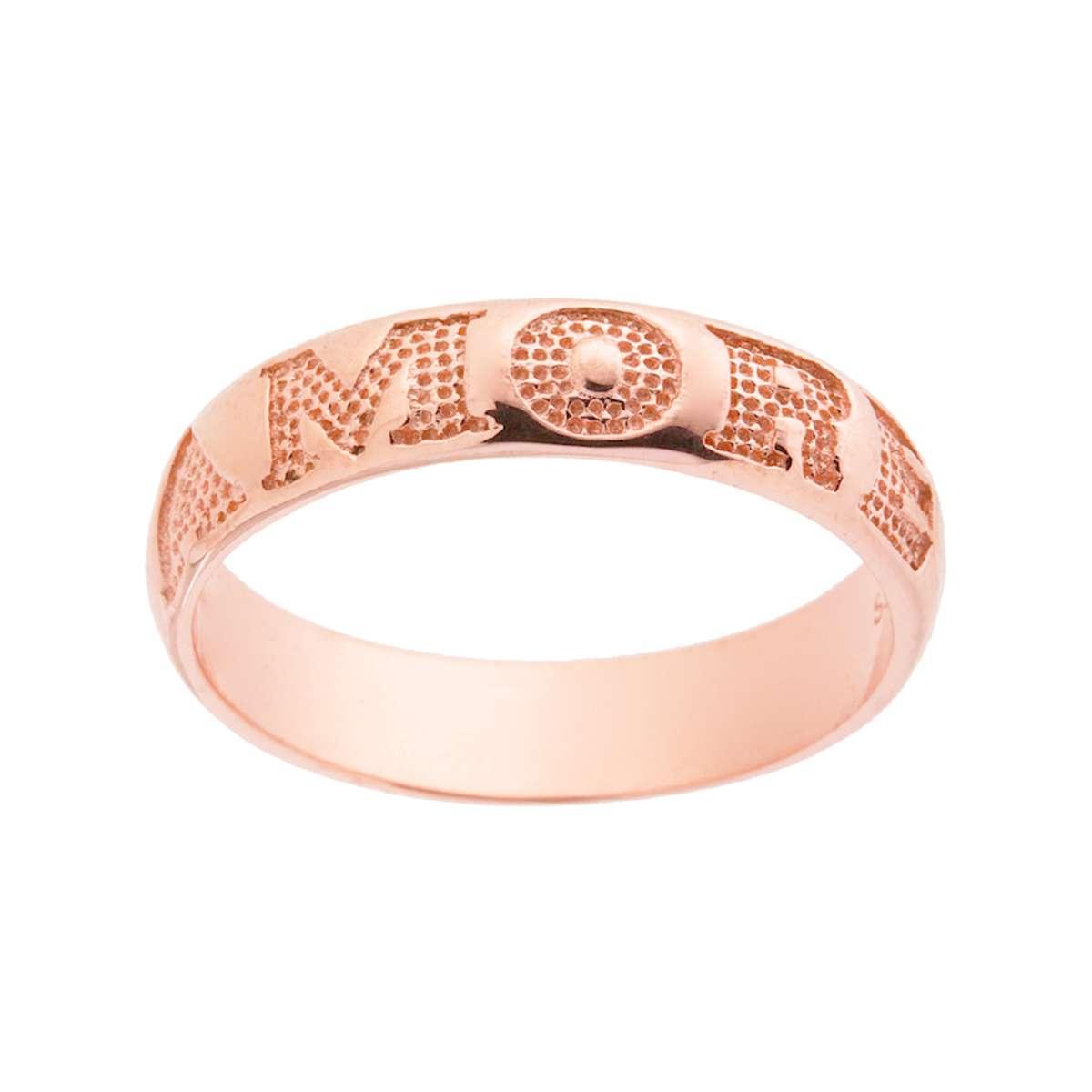 Anello Fede con Scritta Amore in ARGENTO 925 Galvanica Rosa