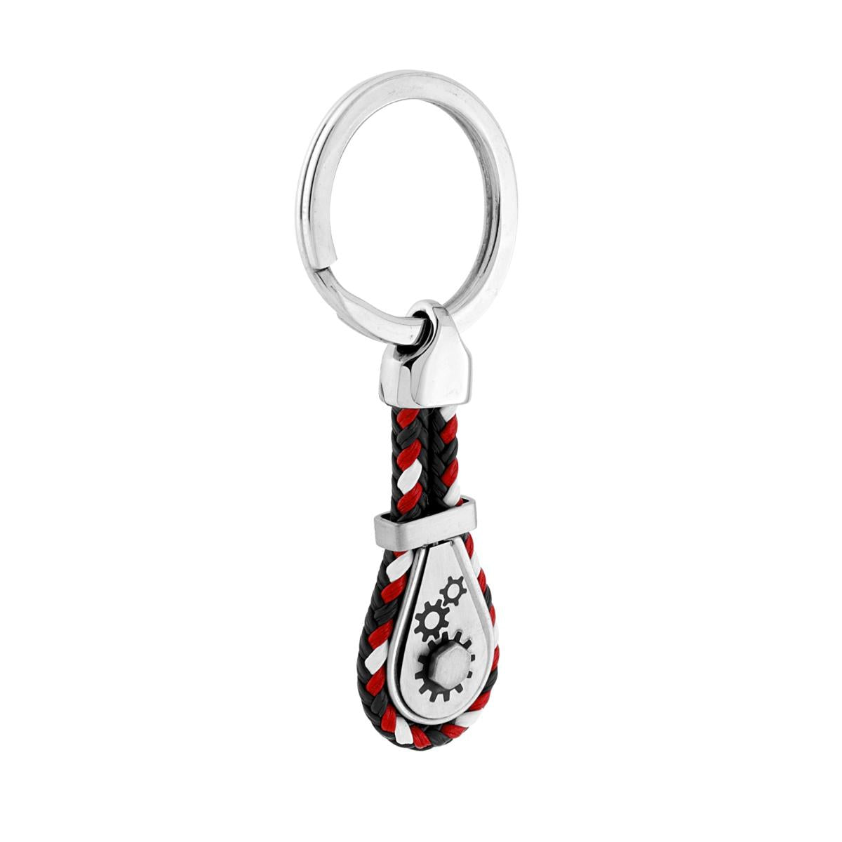 Portachiavi Uomo Donna ad Anello con Ecopelle treccia Multicolor e accessori in ACCIAIO