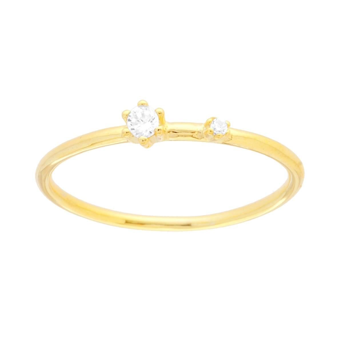 Anello Solitario con Cubic Zirconia Bianco in ARGENTO 925 Galvanica Oro