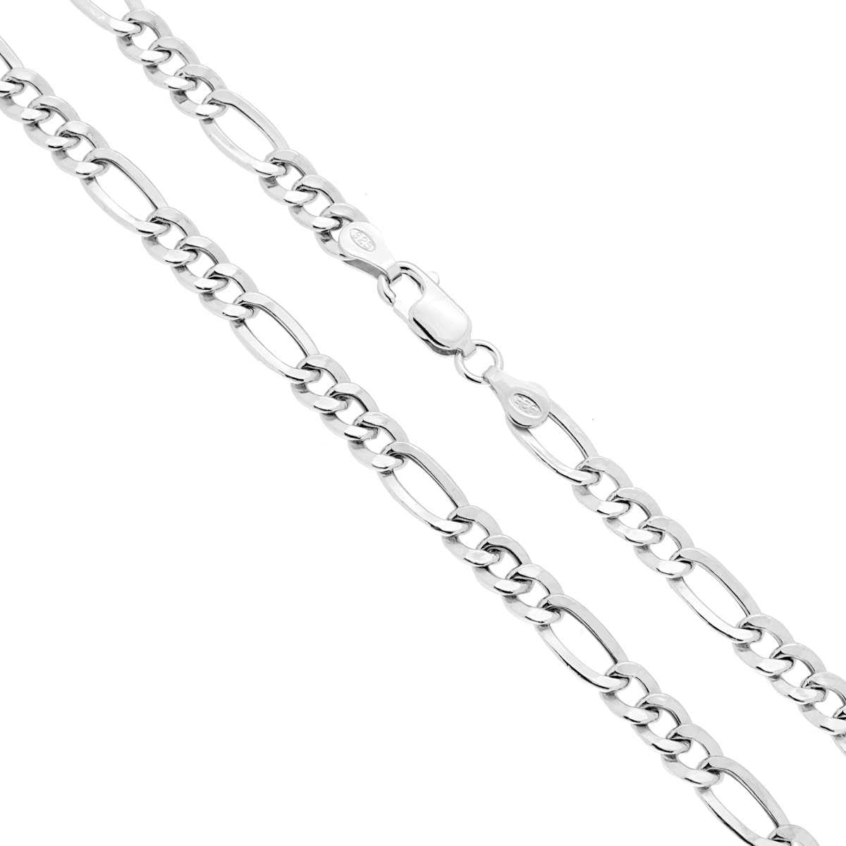 Catena Figaro Alternata 3+1 Piatta e Vuota 120 sezione mm 5.2 lunghezza cm 60 in ARGENTO 925
