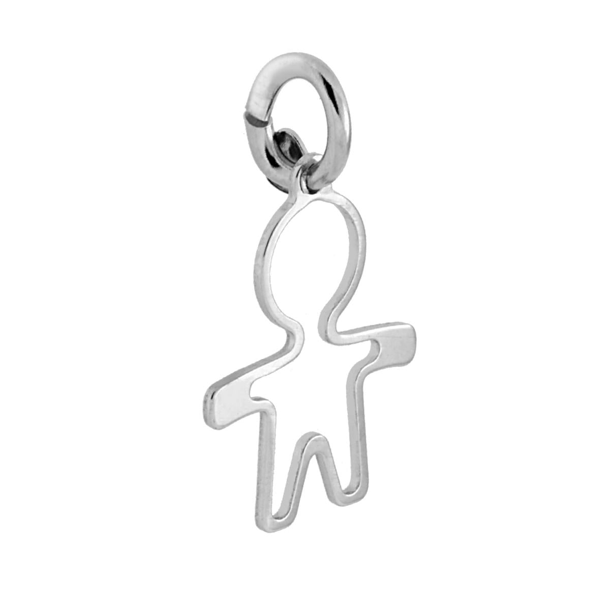 Ciondolo Sagoma Bimbo plain mm 16 in ARGENTO 925 Galvanica Rodio