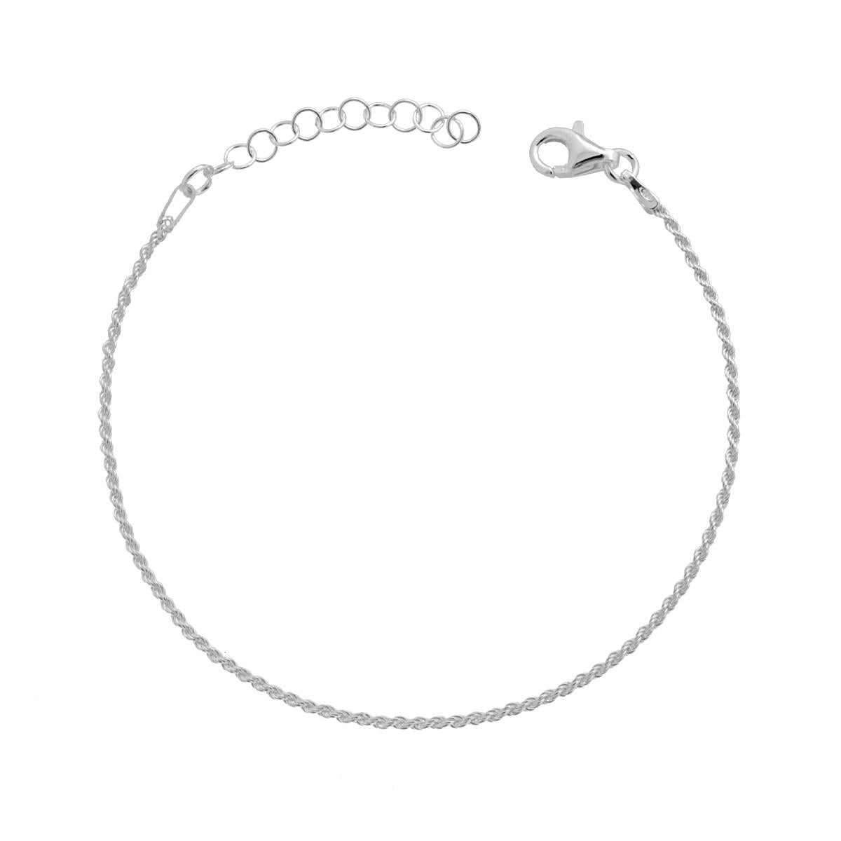 Bracciale Catena Corda 025 sezione mm 1,25 lunghezza cm 16+3 in ARGENTO 925