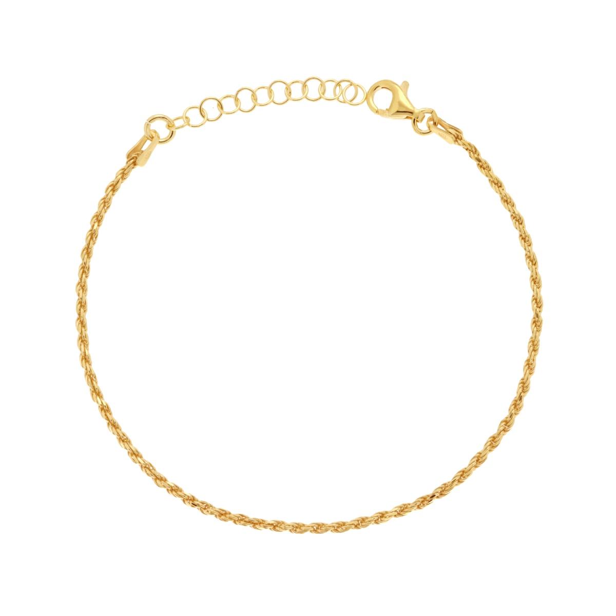 Bracciale Catena Corda Diamantata 035 sezione mm 1,65 lunghezza cm 16+3 in ARGENTO 925 Galvanica Oro