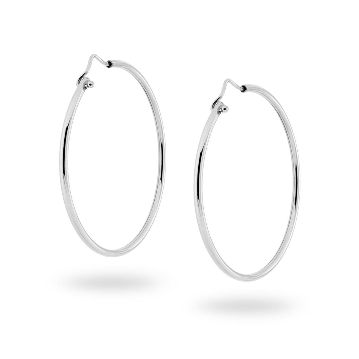 Orecchini a Cerchio Liscio mm 49 con canna mm 2 in ARGENTO 925 Galvanica Rodio
