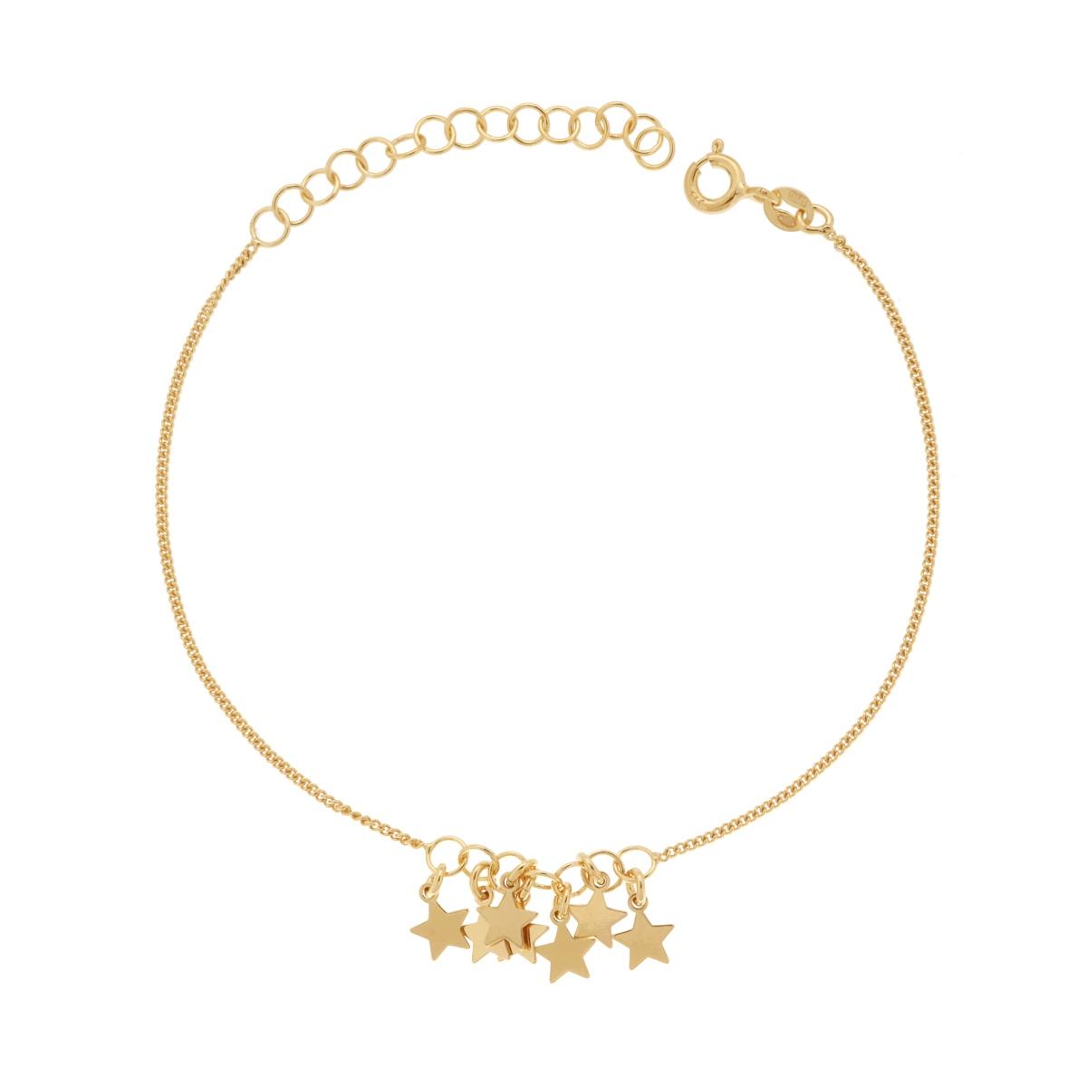 Bracciale Catena Grumetta con Stelle plain pendenti in ARGENTO 925 Galvanica Oro
