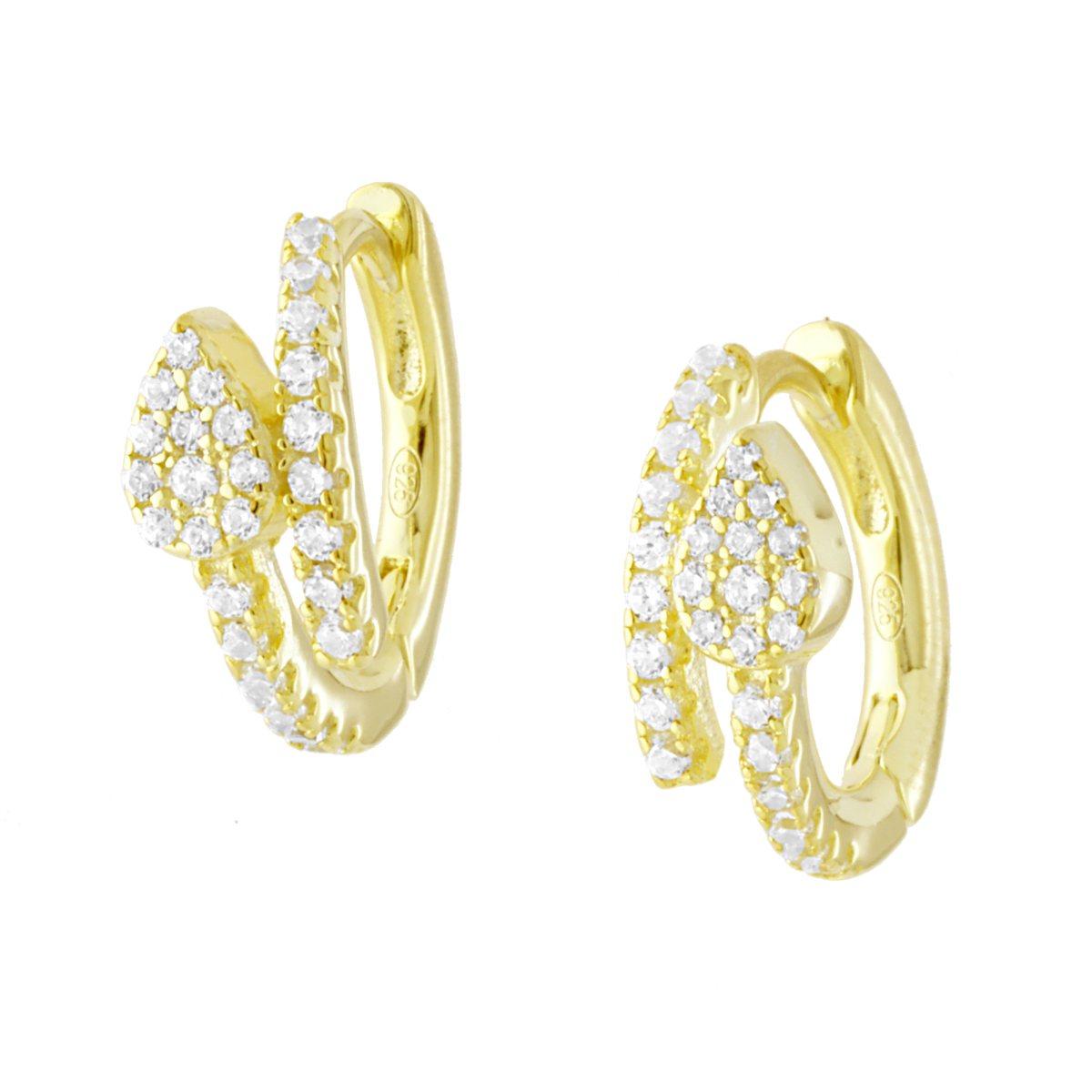 Orecchini Cerchio Serpente con Cubic Zirconia Bianchi in ARGENTO 925 Galvanica Oro