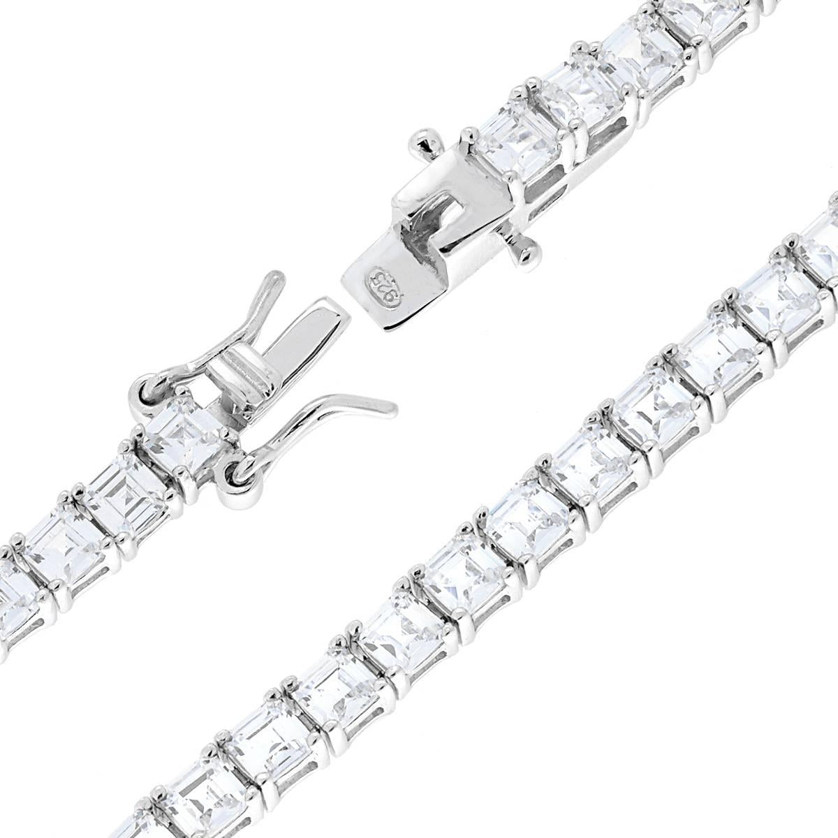 Bracciale Tennis Carre cm 16.5 con Zirconi mm 3,7 Bianchi in ARGENTO 925 Galvanica Rodio