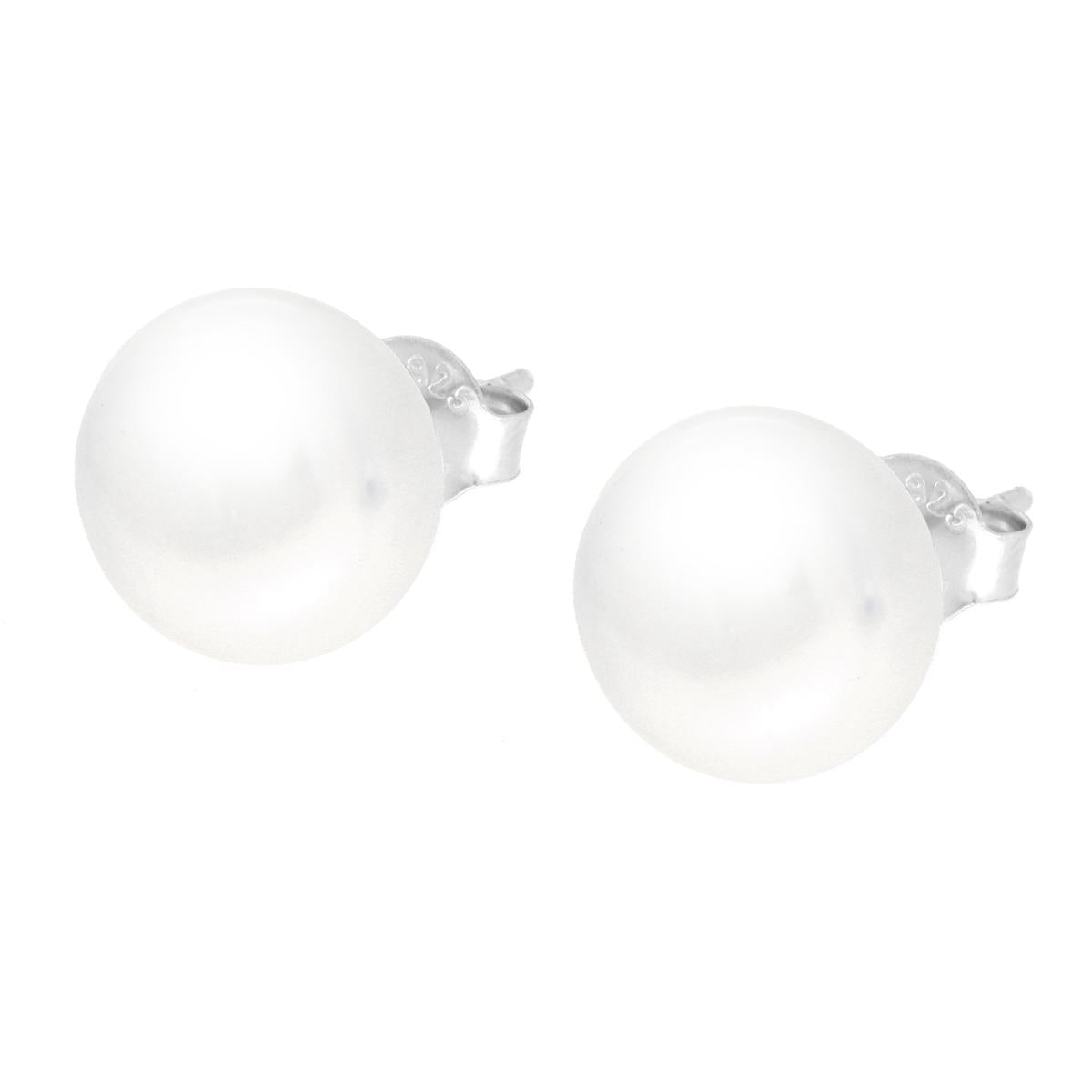 Orecchini Perla di fiume mm 10 in ARGENTO 925 Galvanica Rodio