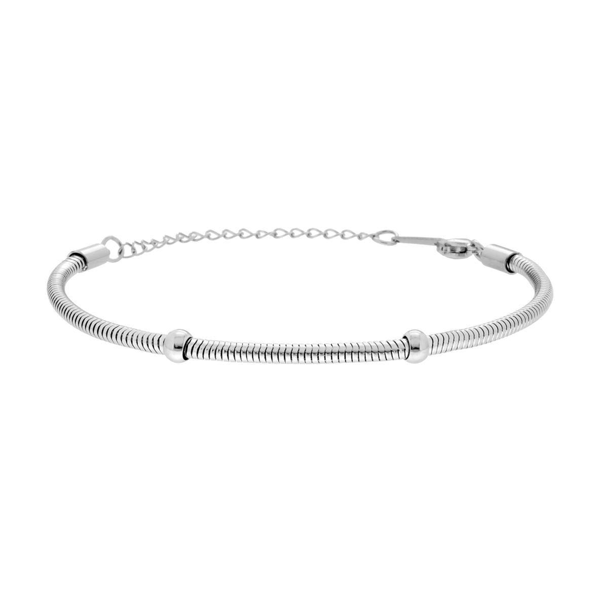 Bracciale Uomo Catena Coda di Topo con Palline in ACCIAIO