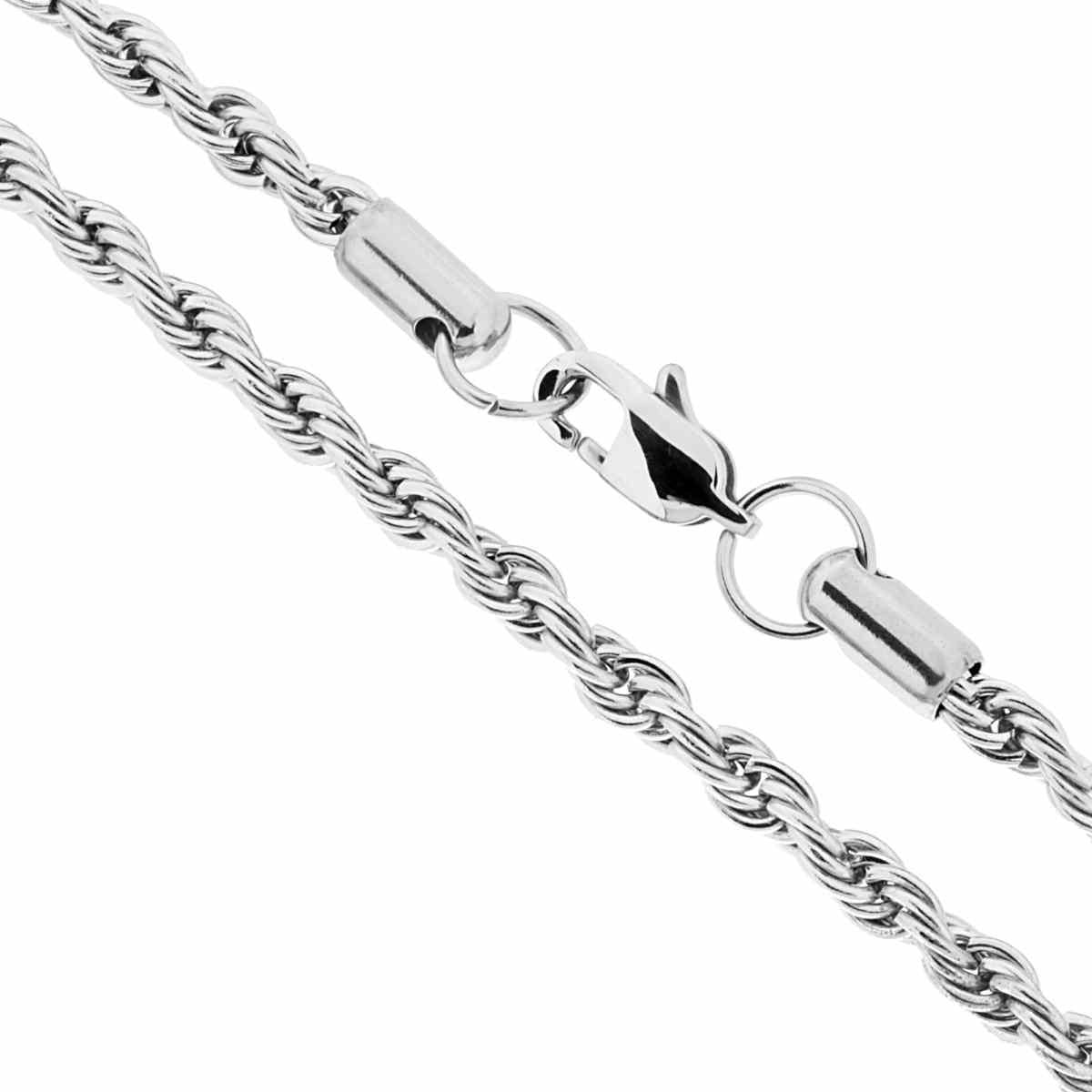 Catena Corda Diamantata sezione mm 3.8 lunghezza cm 50 in ACCIAIO